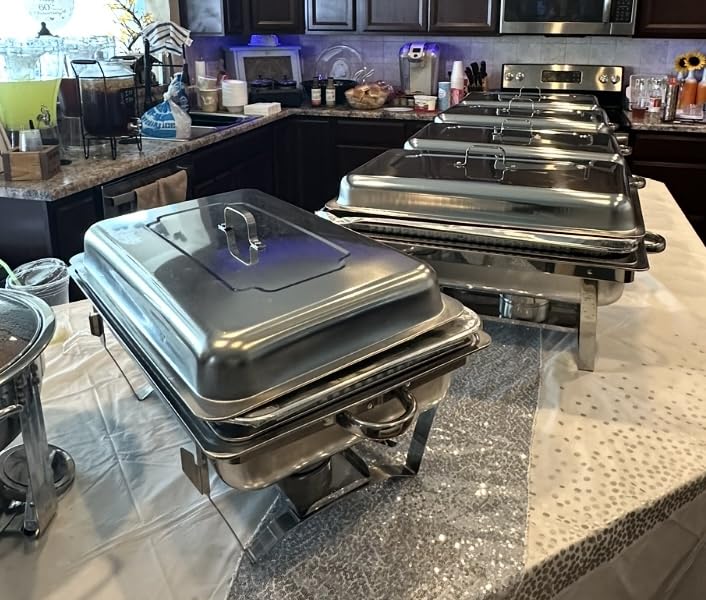 Chafing Dishes for Buffet - 9QT, 4 Pack Food Warmers with Mirror-Like Polished Finish, Roll Edge Design customer photo 2