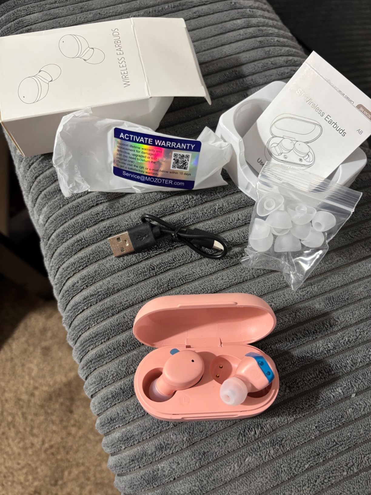 MOZOTER Mini Wireless Earbuds Bluetooth 5.3 in Ear Headphones Headsets | Light Weight,60Hrs Playtime Ear Buds with Charging Case,Smart Touch Control,Premium Sound with Deep Bass for Sport-Pink customer photo 1