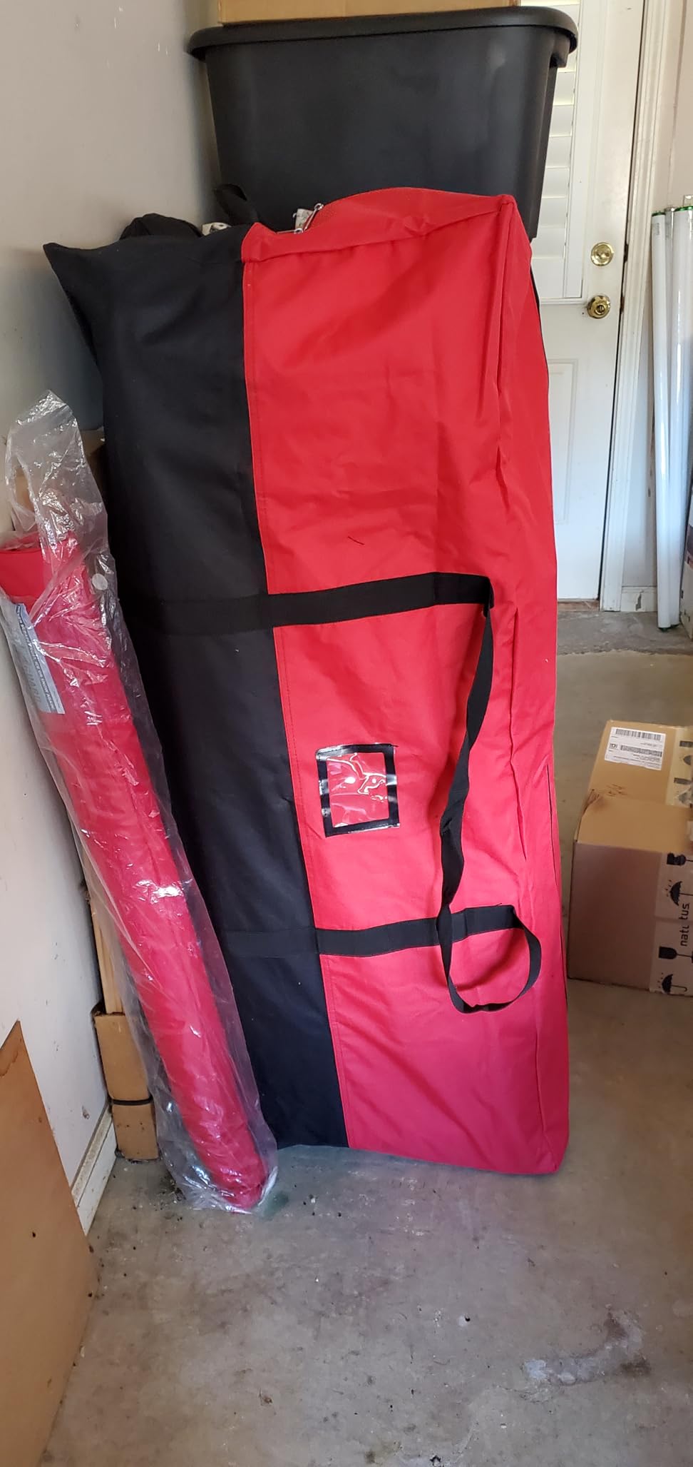 Christmas Tree Storage Bag, 7.5 ft, 600D Oxford, Red Black | Tree Bag, Black Red 600D Oxford, Waterproof Lining, Full-Zip Opening, Label Pocket, for Attic and Garage customer photo 1