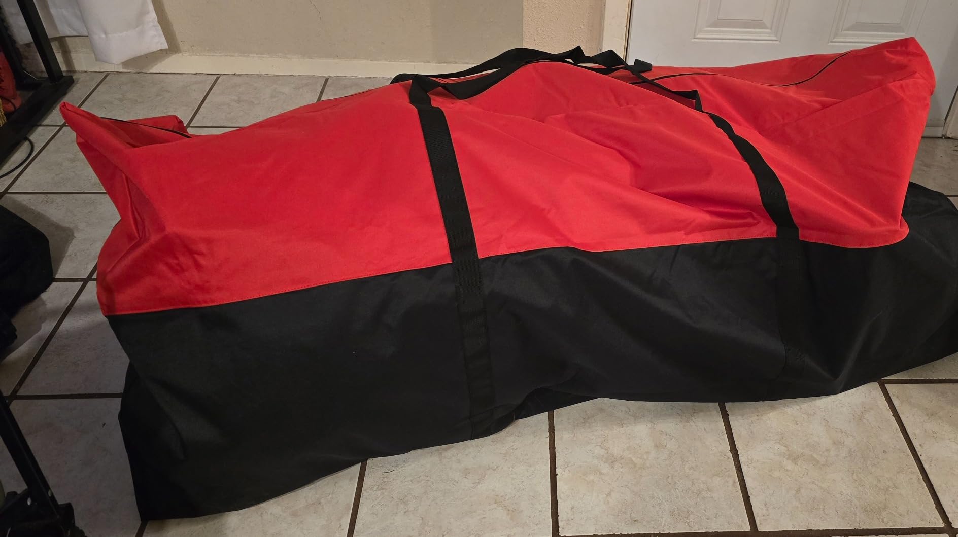 Christmas Tree Storage Bag, 7.5 ft, 600D Oxford, Red Black | Tree Bag, Black Red 600D Oxford, Waterproof Lining, Full-Zip Opening, Label Pocket, for Attic and Garage customer photo 2