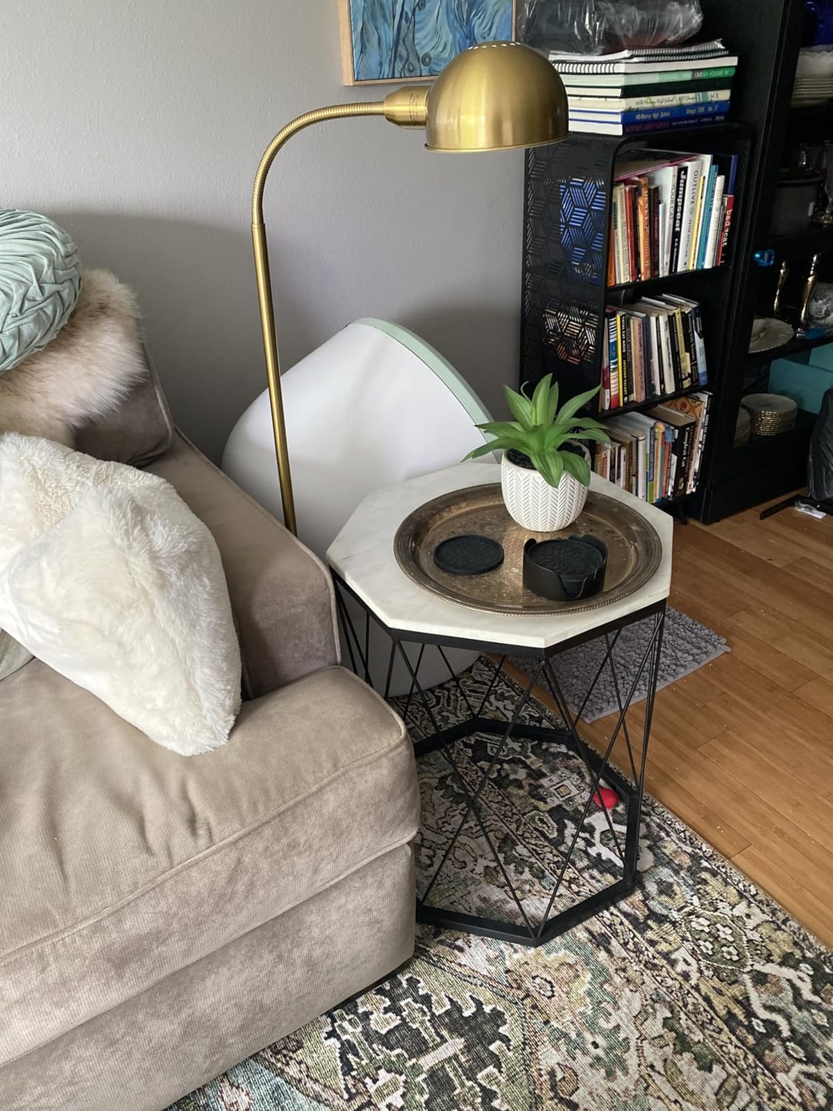 O'Bright Adjustable Floor Lamp with Flexible Gooseneck and Rotatable Shade, E26 Socket, 10-Inch Base - Ideal for Reading, Bedside, Living Room, Brushed Nickel customer photo 1