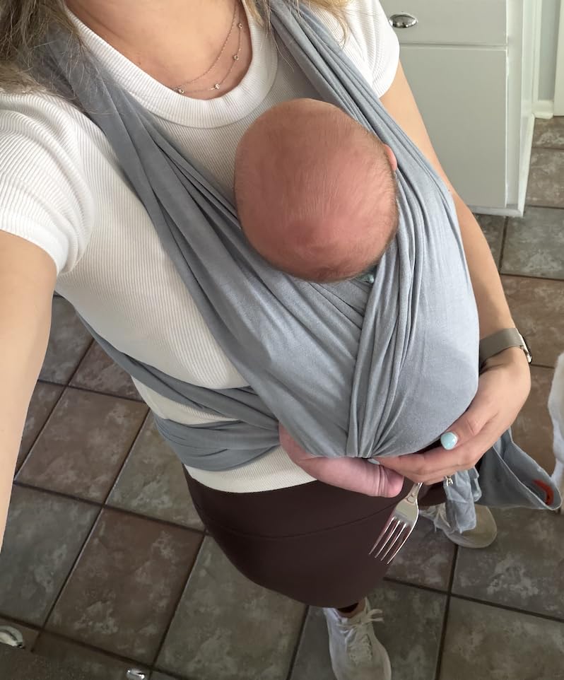 Solly Baby Wrap, Buttery-Soft Baby Carrier Newborn to Toddler 8-25 Lbs., Lightweight & Hands-Free Infant Sling Wrap, Breathable Summer Carrier, Baby Wearing & Postpartum Essential, New Mom Gift, Basil customer photo 2