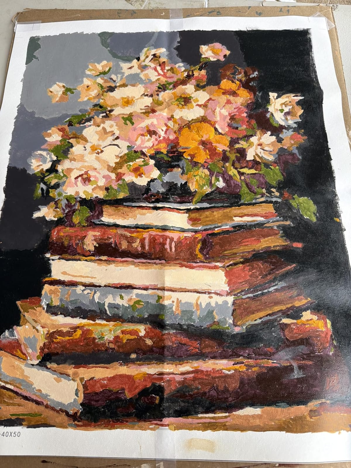 xackcme Paint by Numbers for Adults Books - Book Paint by Number on Canvas | DIY Vintage Flower Oil Painting for Gift Home Wall Decor, Without Frame (16x20 inch) customer photo 1