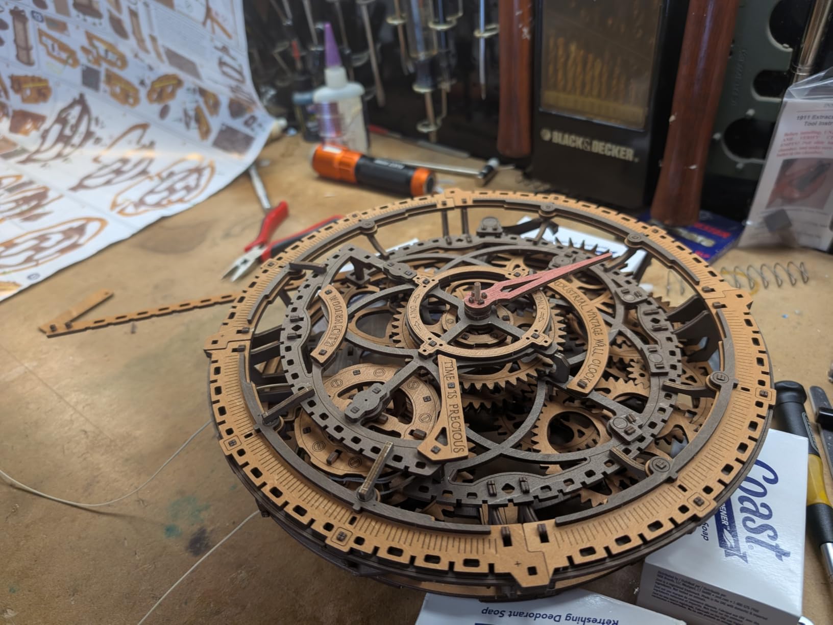 WOODEN.CITY Steampunk 3D Puzzle Clock - DIY Mechanical Wall Clock Kit for Adults - Unique Engineering Gift and Vintage Décor - 3D Wooden Puzzles for Adults customer photo 1