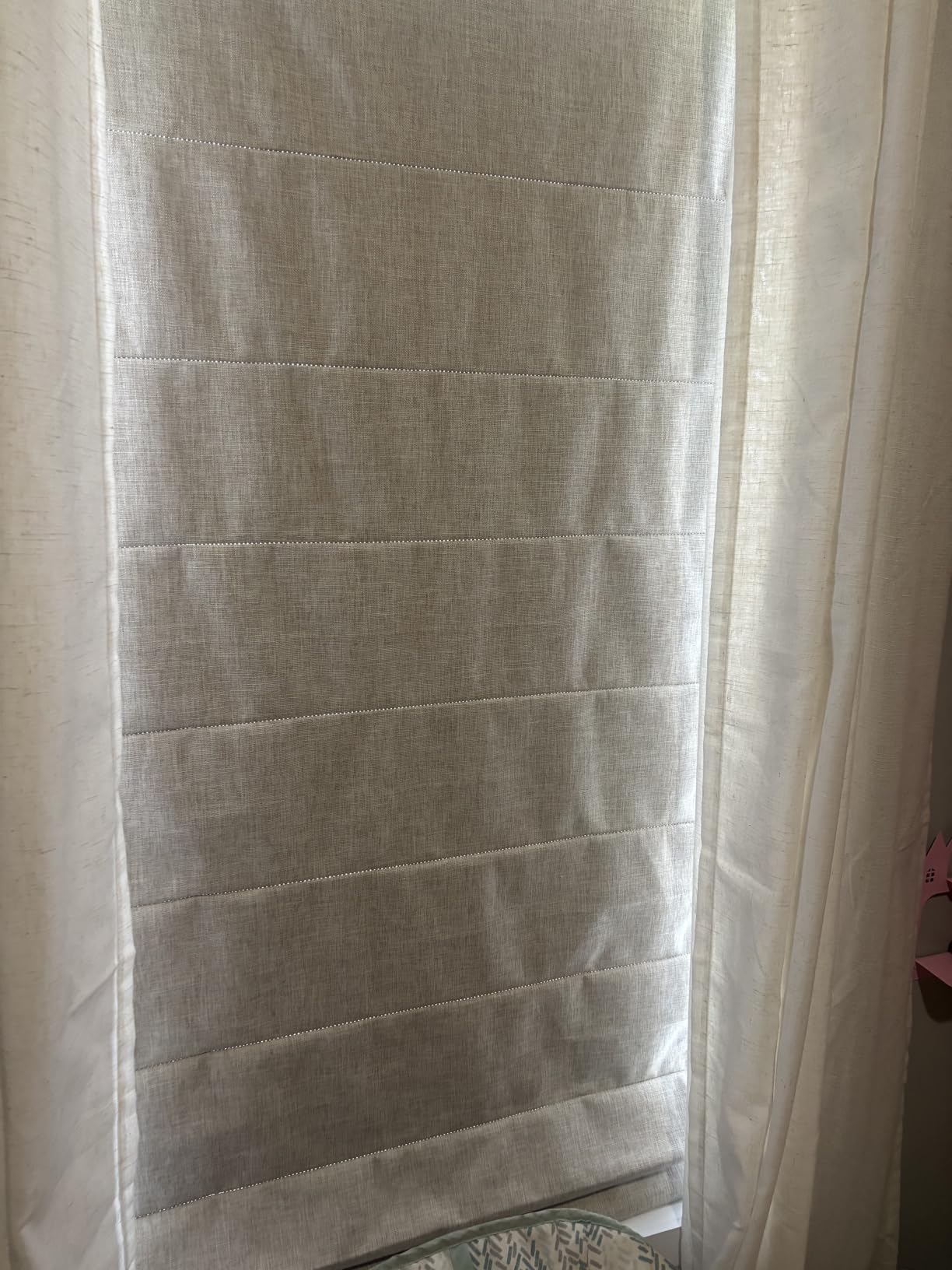 LazBlinds No Drill Cordless Roman Shades, 34'' W x 64'' H, Beige | Easy to Install, Light Blocking & Heat Insulating, Perfect for Bedrooms & Kids' Rooms customer photo 2