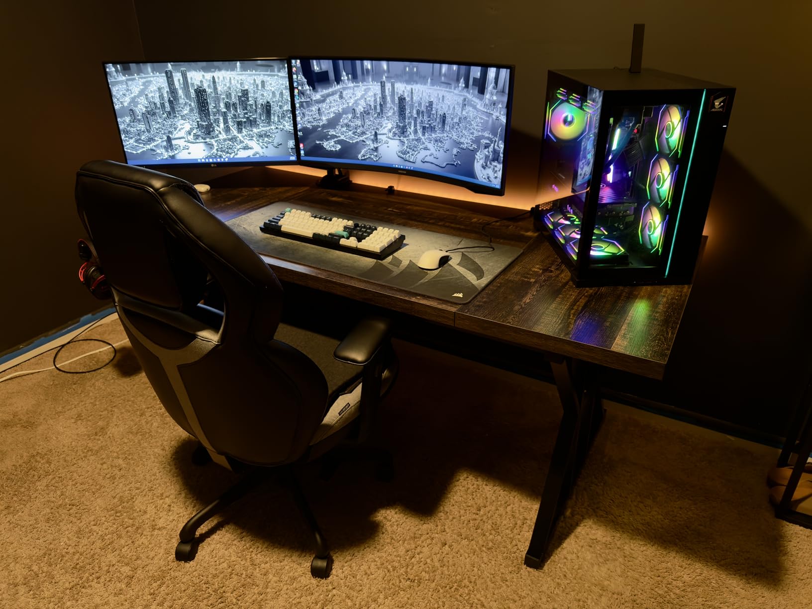 LITTLE TREE 70.8-Inch Office Desk, Wooden Executive Office Desk, Modern Work Desk, Large Farmhouse Writing Table Computer Desk for Home, Brown-Black customer photo 2