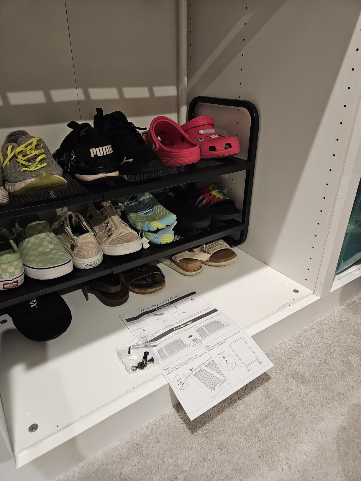 Expandable Metal Shoe Rack for Closet, Entryway & Garage, 2-Tier, Black | Adjustable Height for Boots, Stackable Design, Dense Mesh Shelves for Heels, Fits Small Spaces, Apartments and Rentals customer photo 2