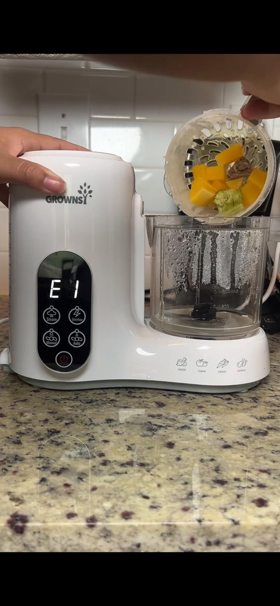 Grownsy Baby Food Maker, Steamer & Blender Baby Food Processor, White | BPA-Free Elevated Steam Basket, Healthy Homemade Baby Food Purees, Starting Solids & BLW, Baby Feeding Essentials, 6+ Months customer photo 1