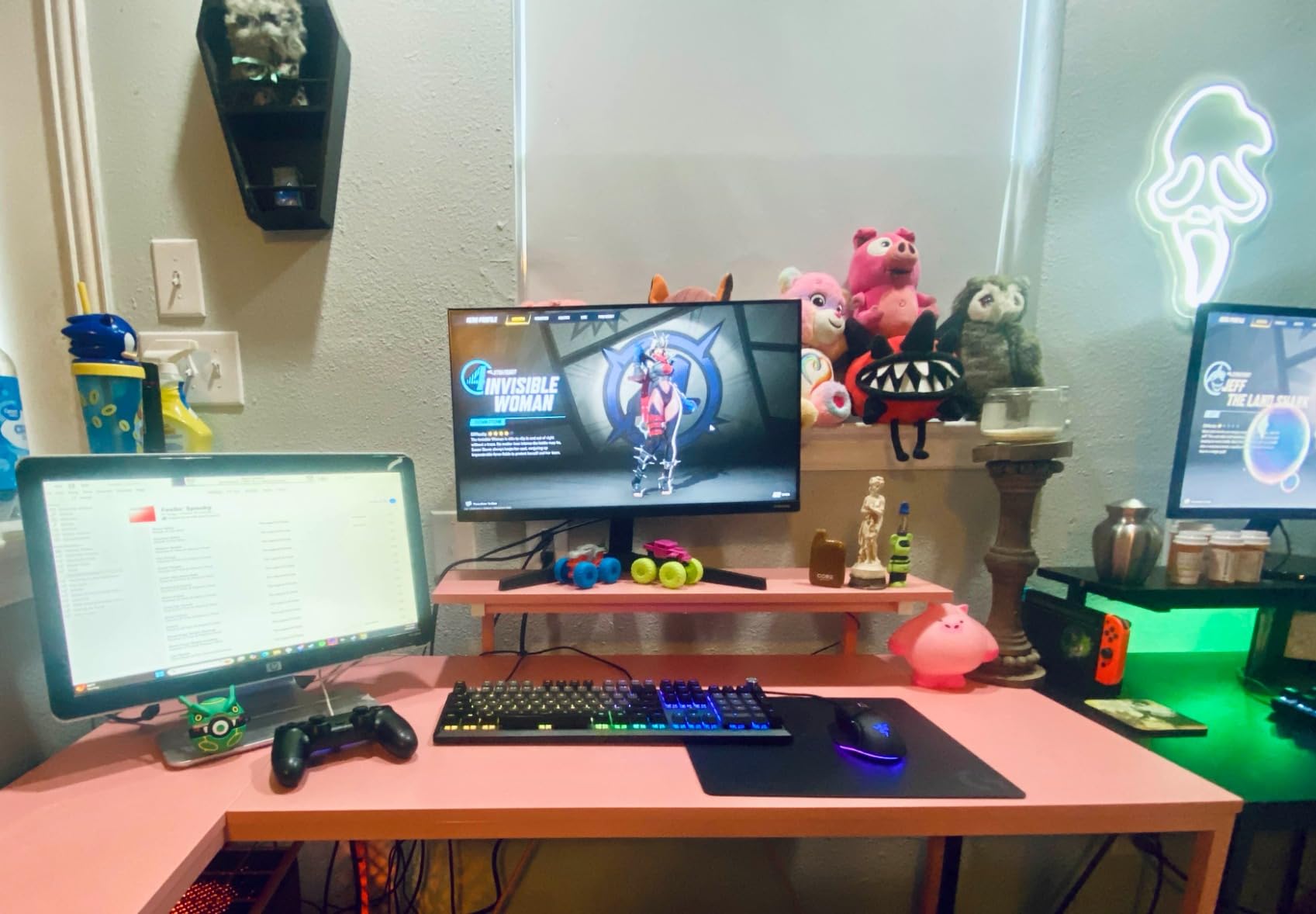Bestier 42-Inch L-Shaped Computer Desk with Charging & LED, Black | Charging 2AC+USB+Type-C, RGB LED Strip, Reversible Shelves, Monitor Stand, Headphone Hook, Cable Mgmt, Small Space customer photo 1