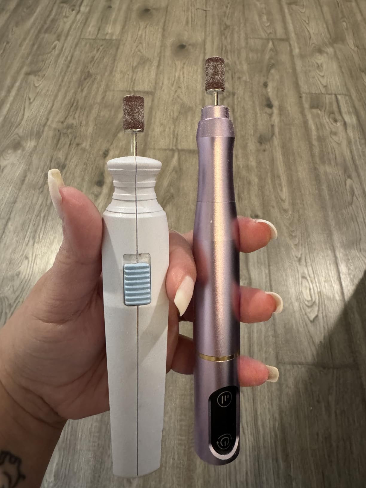 TUOBEO Cordless Nail Drill Electric Nail File Kit, Rechargeable Efile Set | Portable Acrylic Gel Nail Polish Remover Machine, Pedicure Manicure Tool, 11 Bits, 56 Sanding Bands, Salon Home, Purple customer photo 1