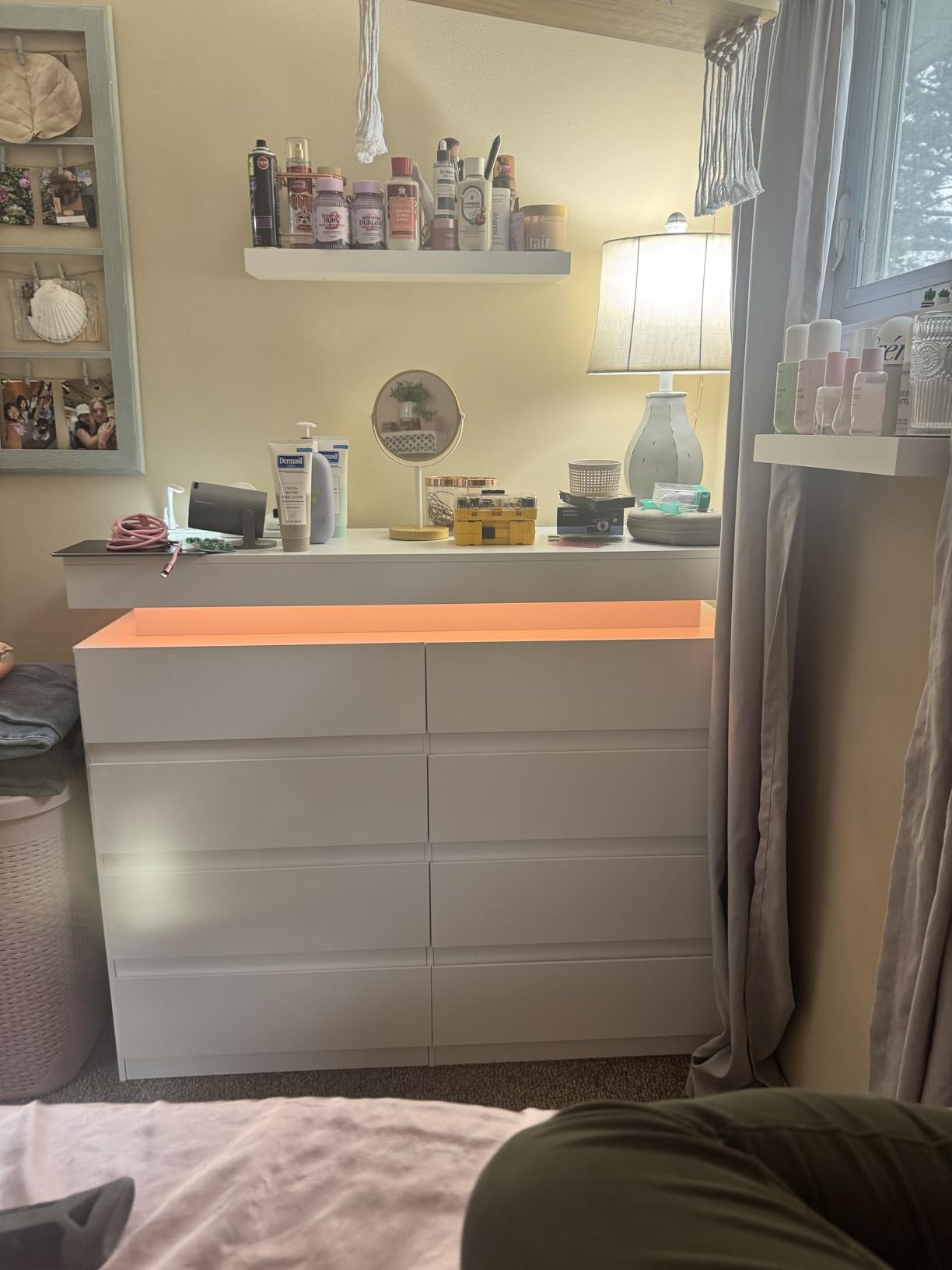 Gyfimoie 9 Drawer Dresser with Power Outlet, Modern Dresser with LED Light | Modern Chest of Drawers for Closet, Wide Drawer Organizer Cabinet for Bedroom,Living Room customer photo 2