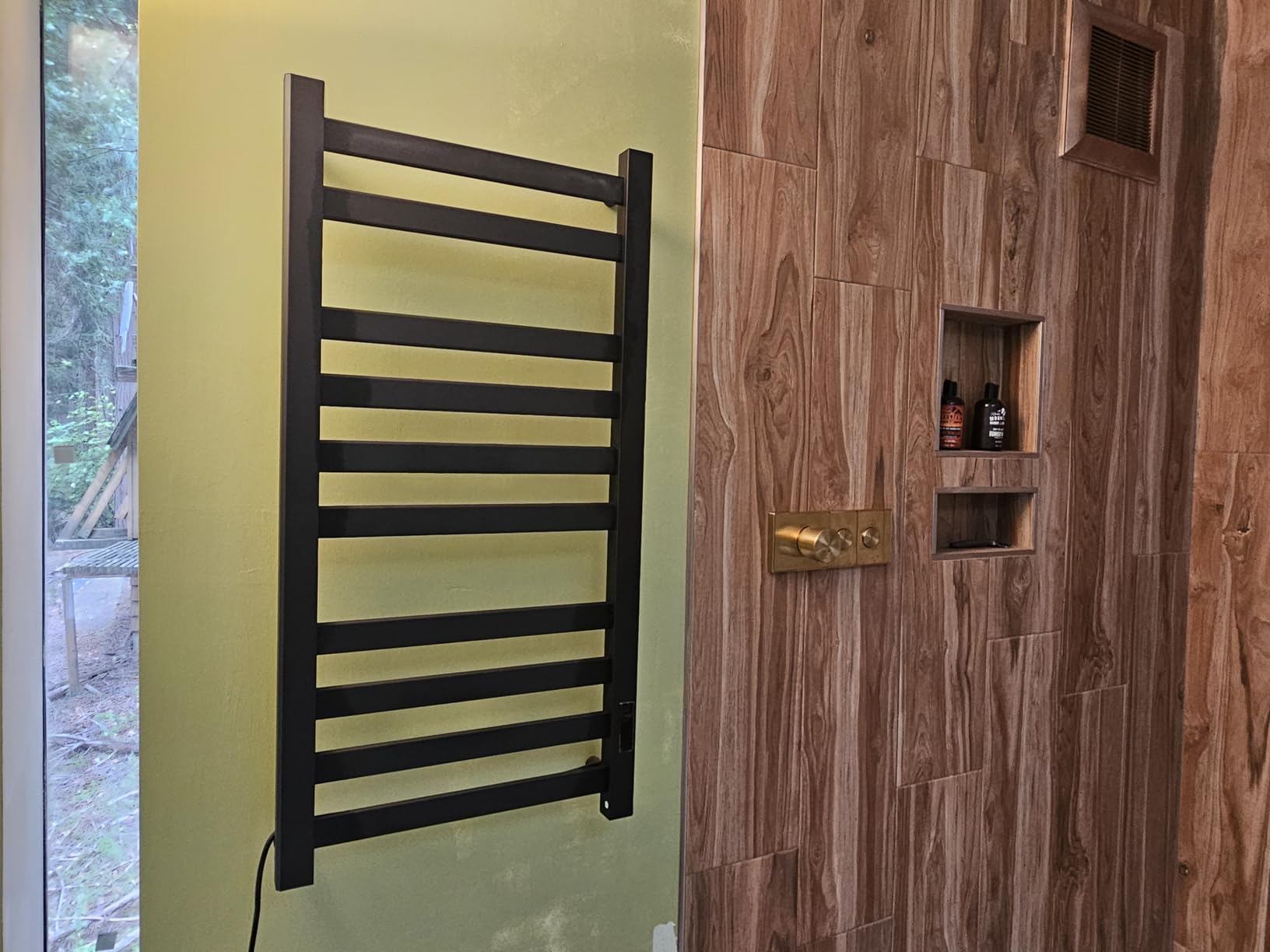 Heated Towel Rack Timer & Multi-Level Temp Adjustment Black | Wall Mounted Towel Warmer Racks for Bathroom|10 Bars Electric Shower Hot Tub Spa customer photo 1