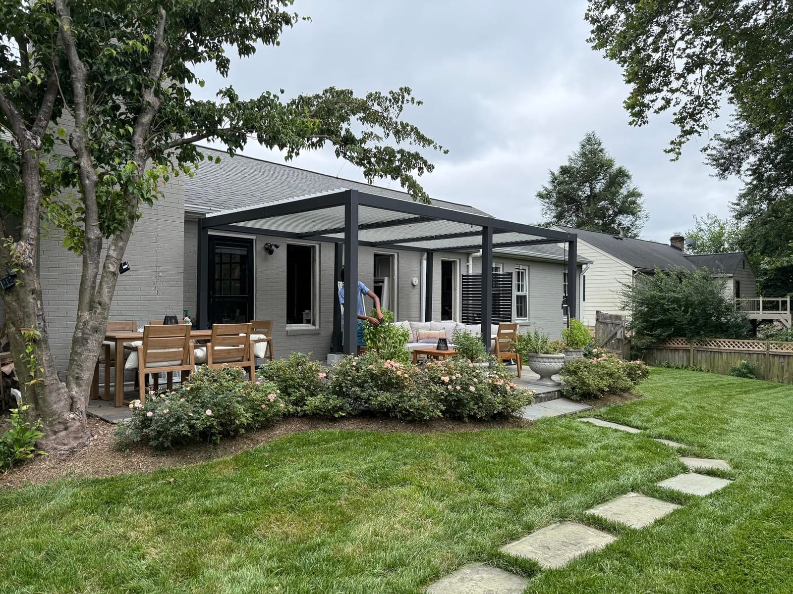 PURPLE LEAF Louvered Pergola 10' x 14' White Roof Aluminum Frame for Patios | Cooler white roof, 0-85° louver adjustment, 90 mph wind-resistant frame, Integrated drainage for rainwater, Clear guide customer photo 2