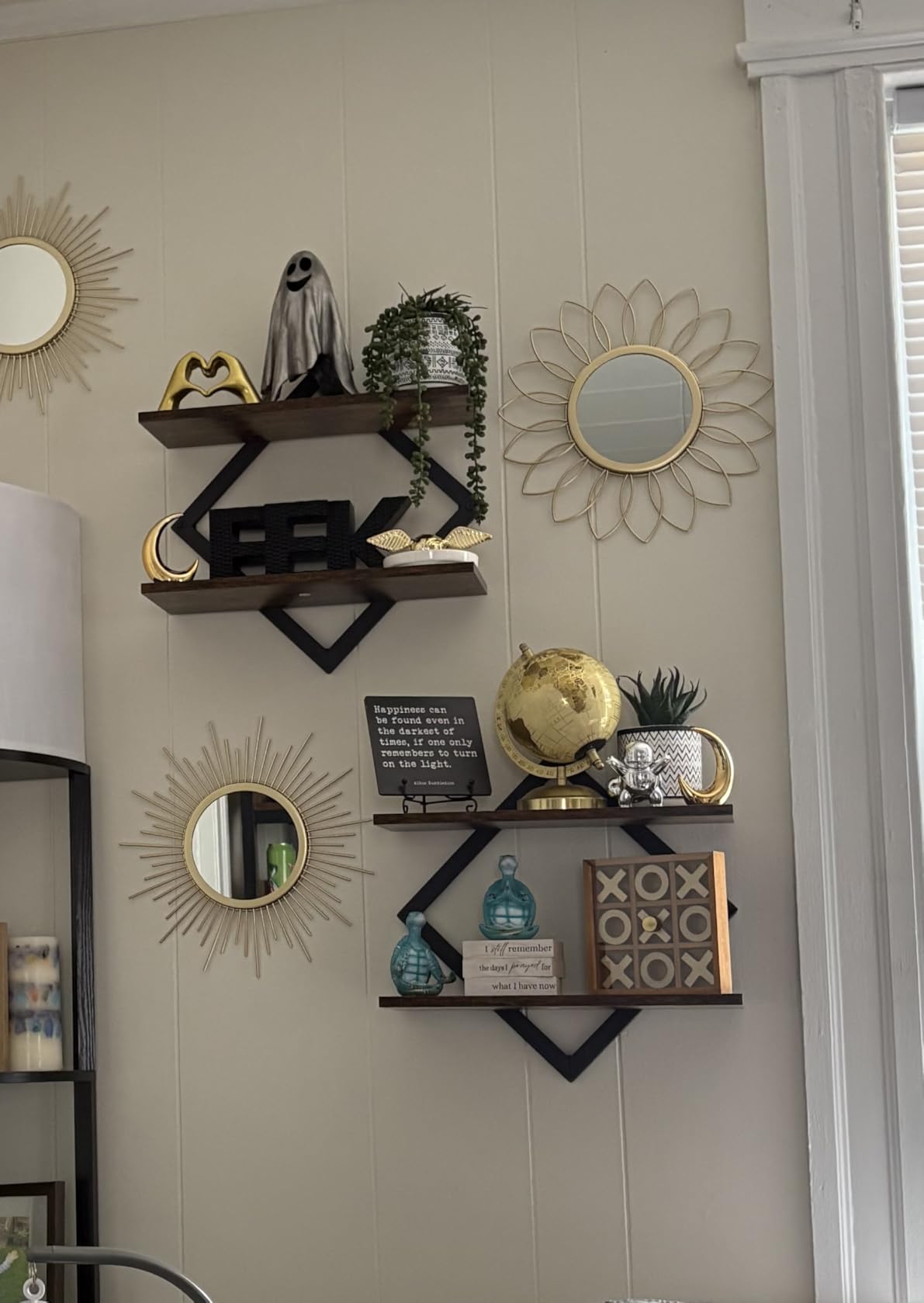 CHOEZON Floating Shelves, Set of 2 Wall Shelves, 2-Tier Hanging Shelves, Wall Shelf Set of 2, Wall Mounted Shelves, for Living Room, Bedroom, Kitchen, Office, Study, Rustic Brown TBJ01P2BF customer photo 2