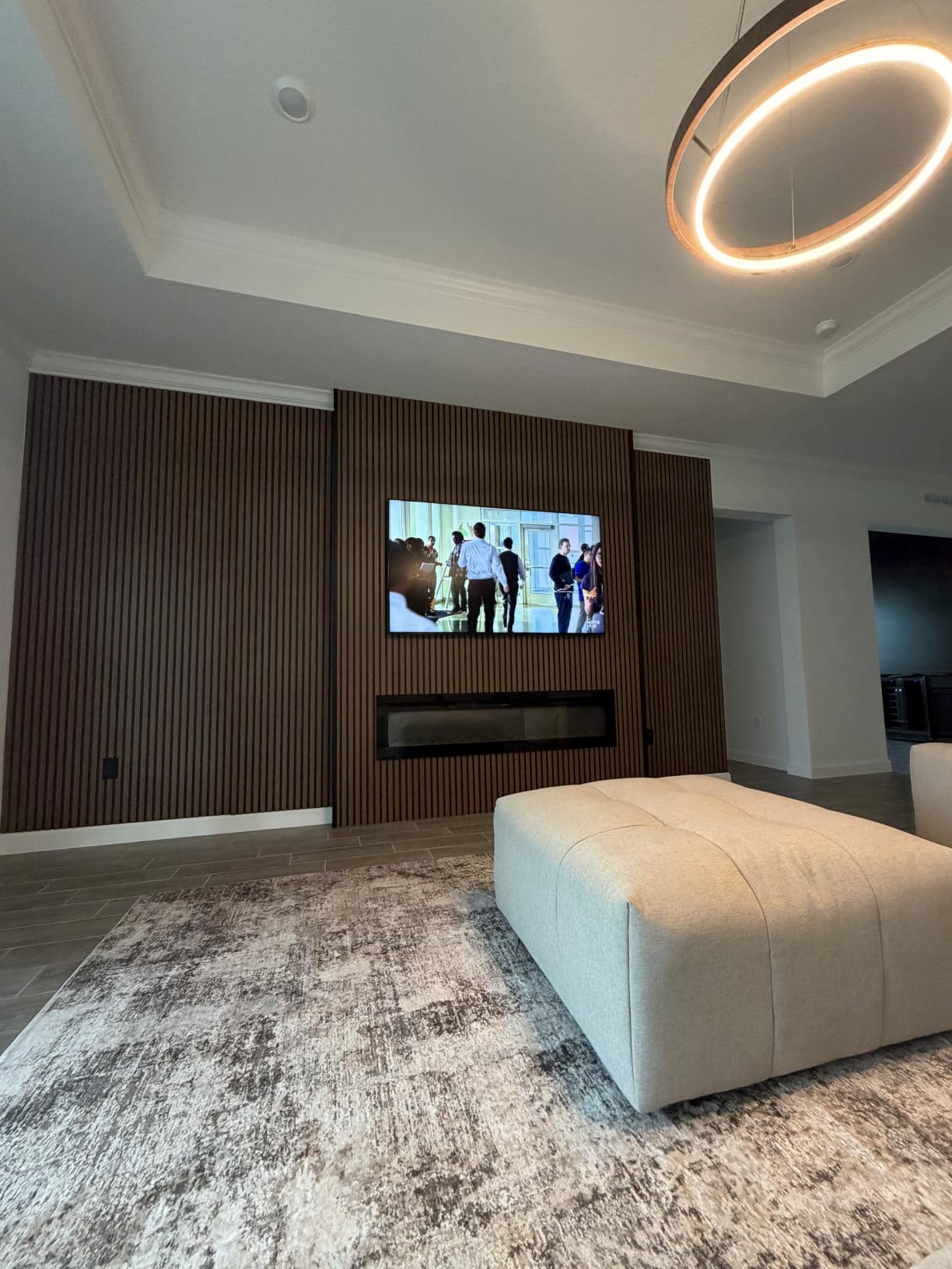 EUHOMY 50 Inch Electric Fireplace Recessed and Wall Mounted | Adjustable Flame Color, Remote Control, Timer, Touch Screen, Log and Crystal, 750W/1500W Fireplace Heater customer photo 1