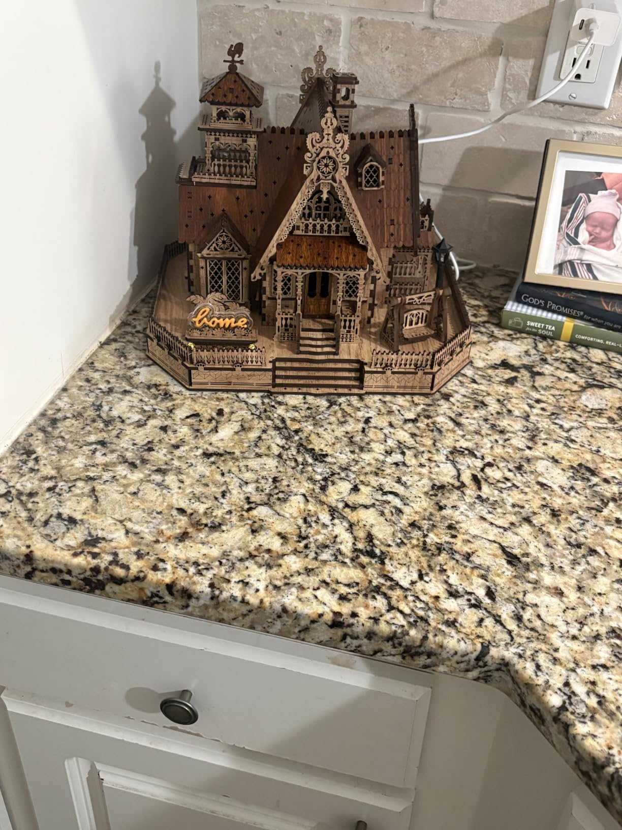 FUNPOLA 3D Wood Puzzle Countryside Cottage Model - DIY Miniature Building Kit with Spark LED Lights - Craft Rural Architecture Home Décor Gift for Adults customer photo 2