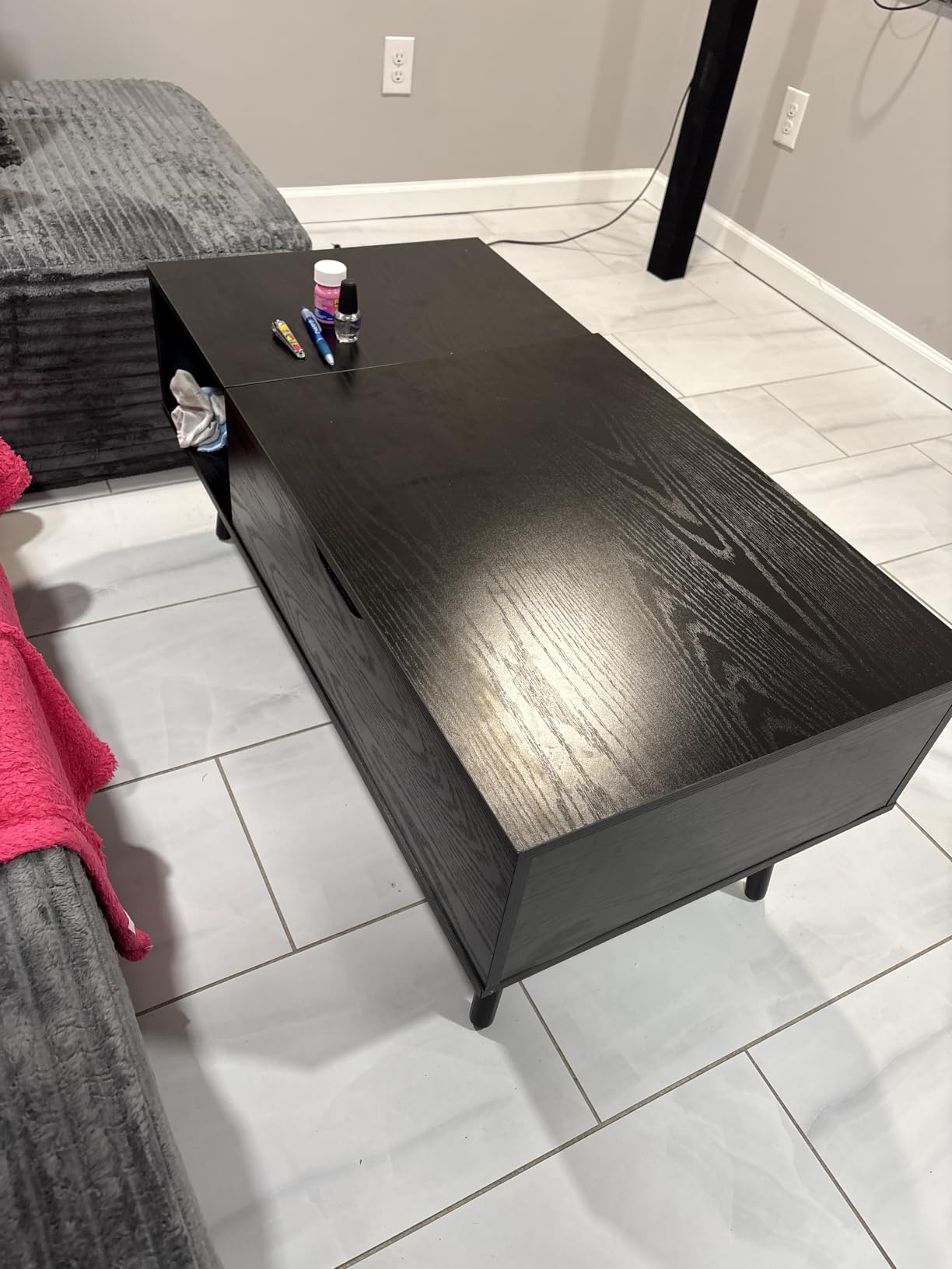 OLIXIS Lift Top Coffee Table, Wood Coffee Table for Living Room Home Black customer photo 2