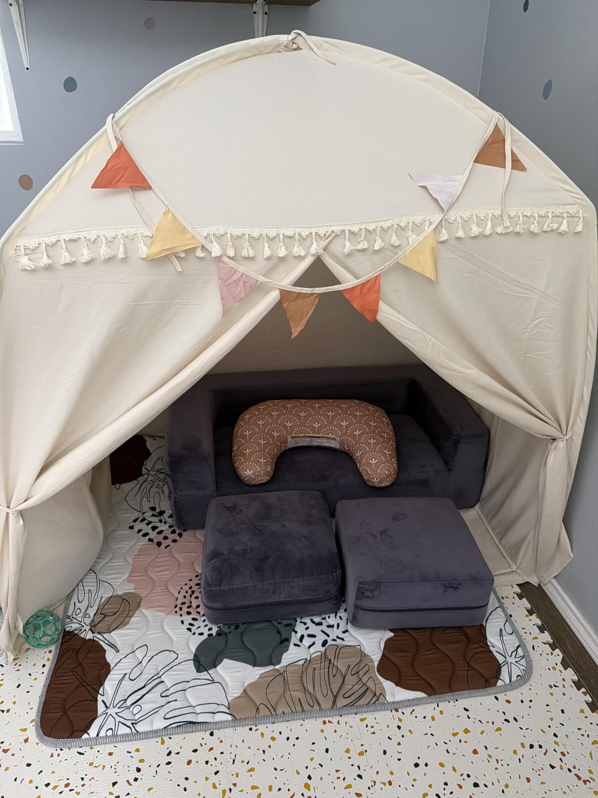Sumbababy Large Teepee Tent for Kids - Tent for Kids Indoor Kids Teepee for Boys & Girls - Playhouse Inside Canopy Bed for Playroom Gift Toys (Cream) customer photo 2