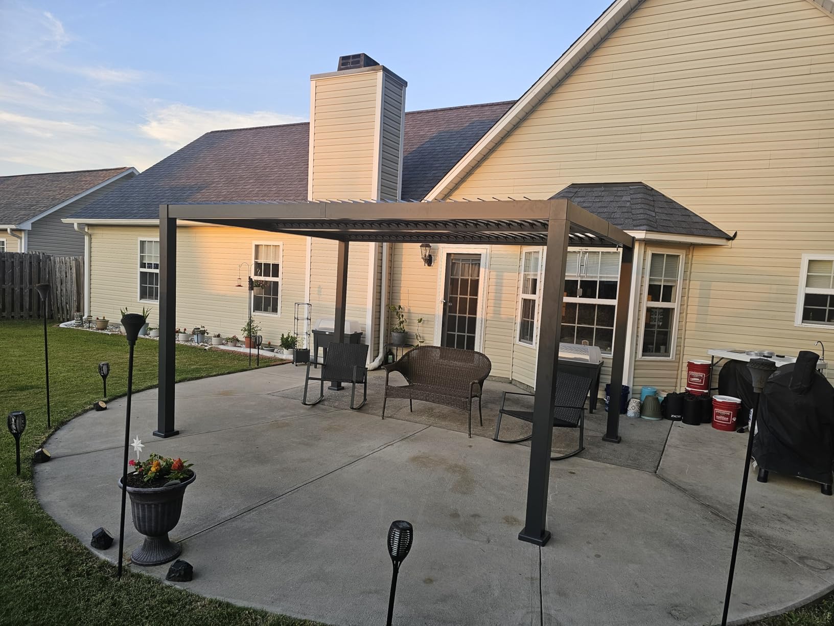 10'x 13' Patio Louvered Pergola Aluminum Deep Grey Hardtop Gazebo | Adjustable Roof Rainproof Hardtop Canopy for Outdoor BBQ Deck Yard Lawn and Garden customer photo 2
