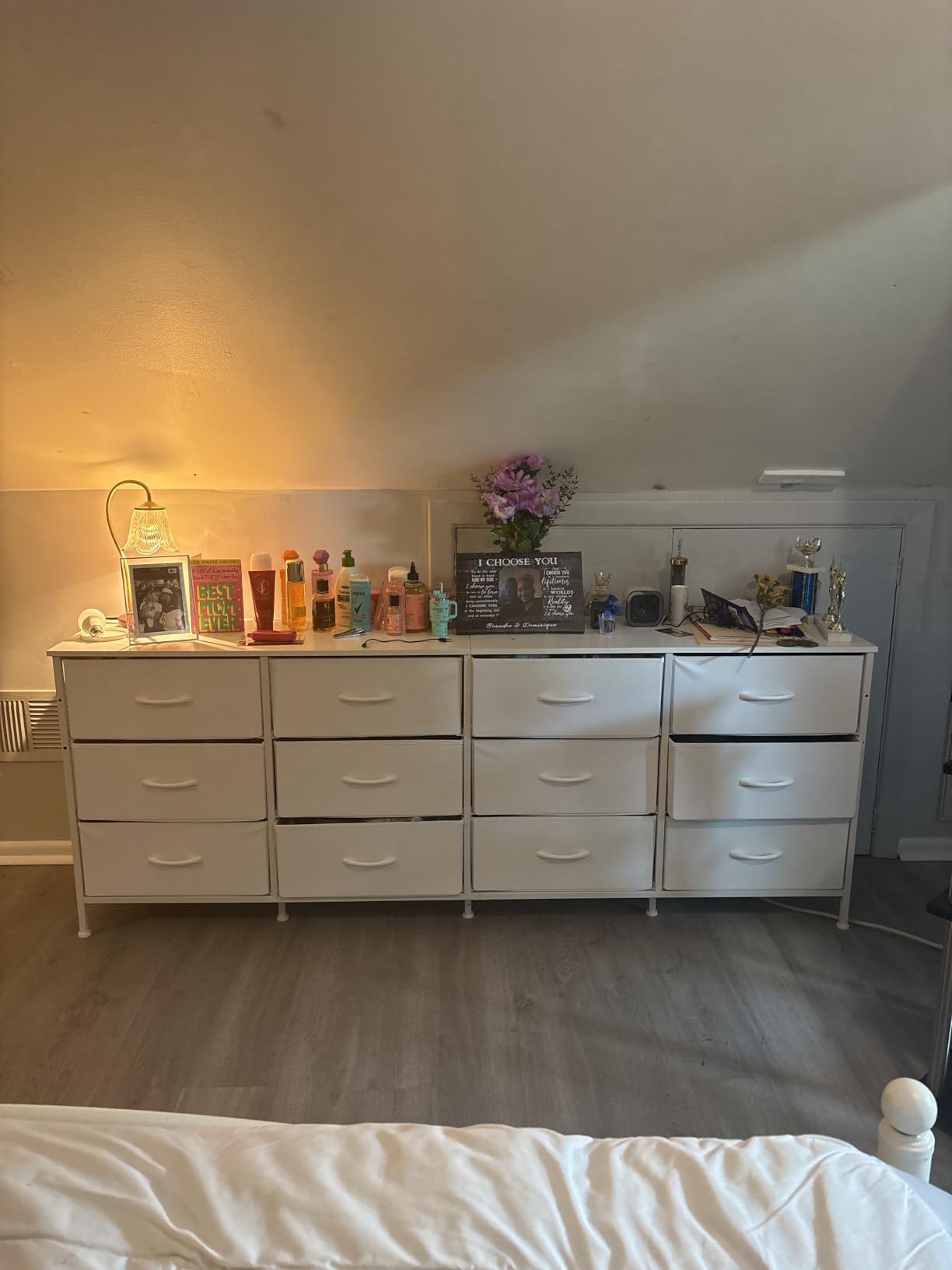 Huuger 70 Inch Dresser for Bedroom, TV Stand for 65, 75, 80 Inch TV, 12 Fabric Drawer Long Dresser, Large Entertainment Center for Bedroom, Wide Chest of Drawer with Storage, Rustic Brown customer photo 2