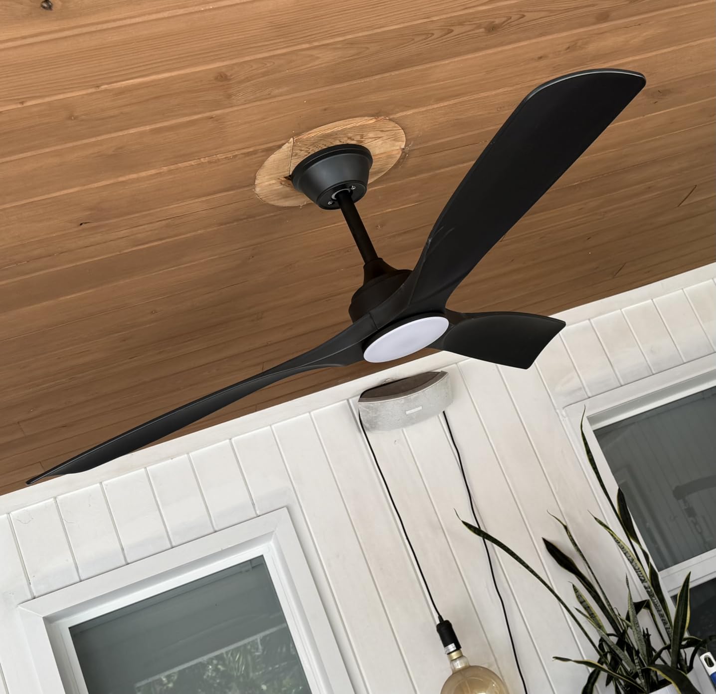 Depuley 52-Inch Ceiling Fan with Light: Black 3 Blade Outdoor Fans for Patios - Dimmable Indoor Fan with Remote Control Fandelier for Living Room Bedroom Porch Quiet Motor Reversible 6 Speed Timer customer photo 2