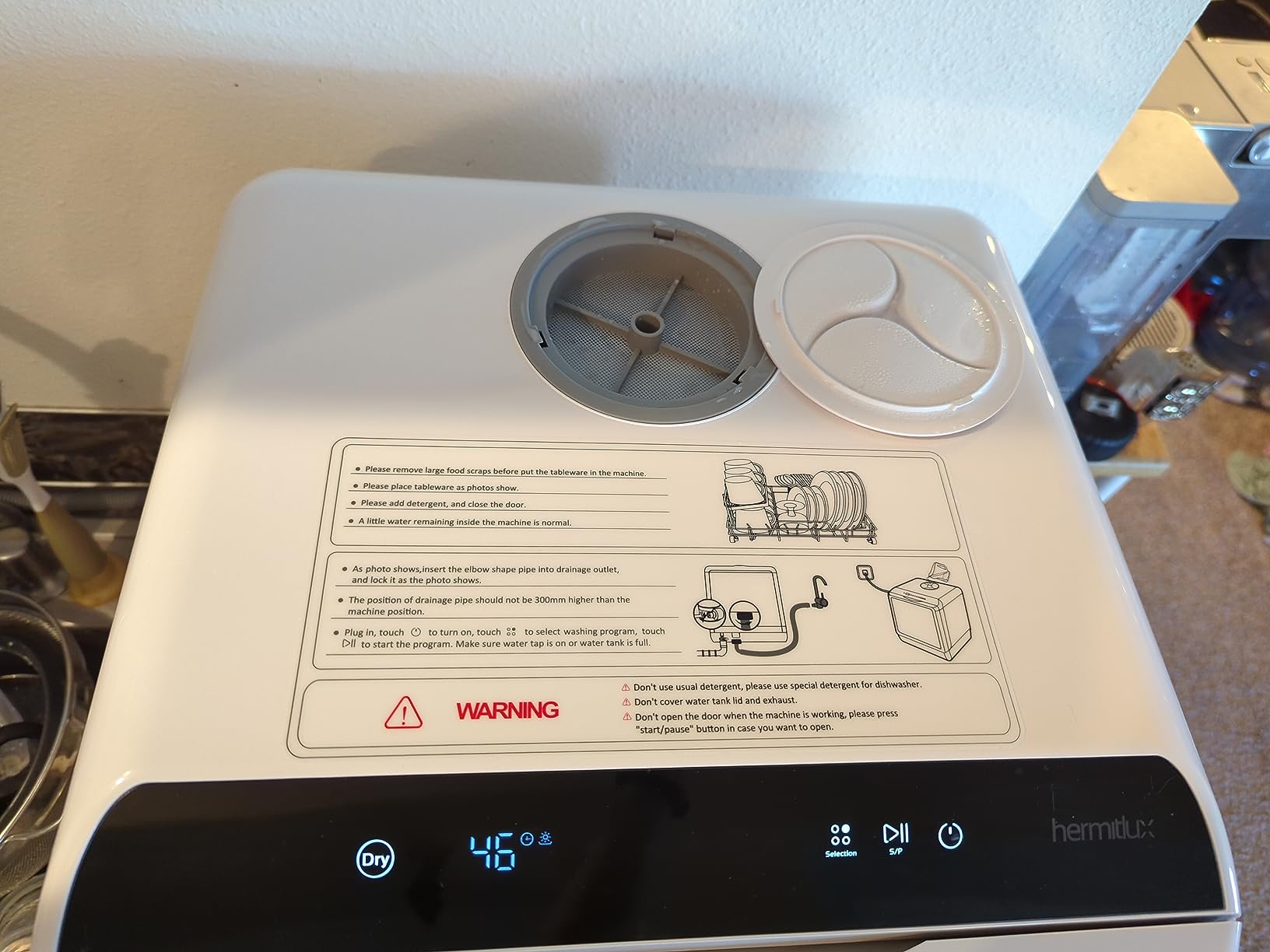 Hermitlux Countertop Dishwasher, 7 Washing Programs Portable Dishwasher | Mini Dishwashers with 5-Liter Built-in Water Tank, Glass Door, LED Light customer photo 2
