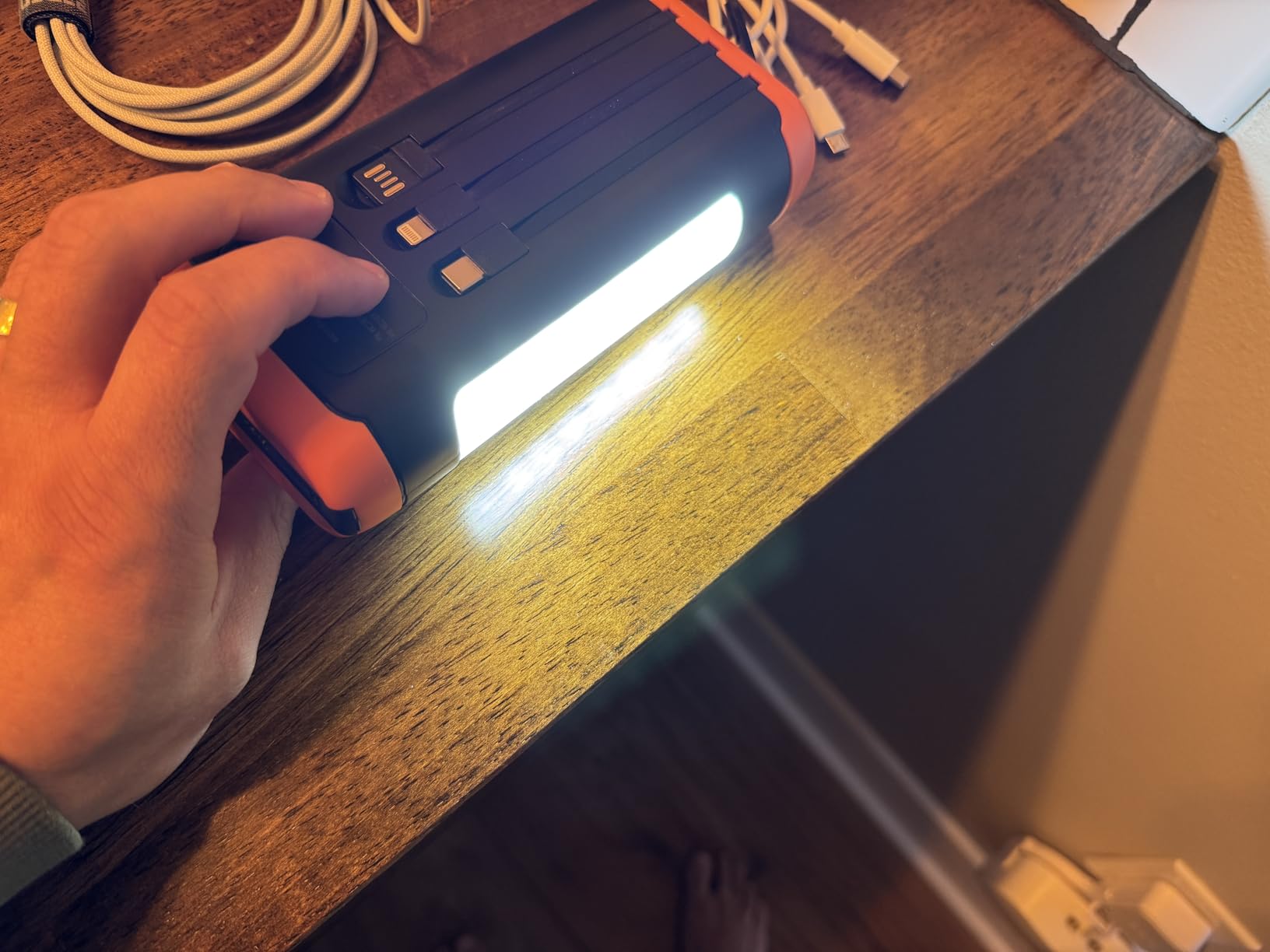 Solar Power Bank Portable Charger 66800mAh Battery Pack for Camping | Built Cables, Hand Crank, 22.5W Fast Charging, Flashlights, Table Lamp, Compass, 5 Outputs, 5 Input customer photo 1