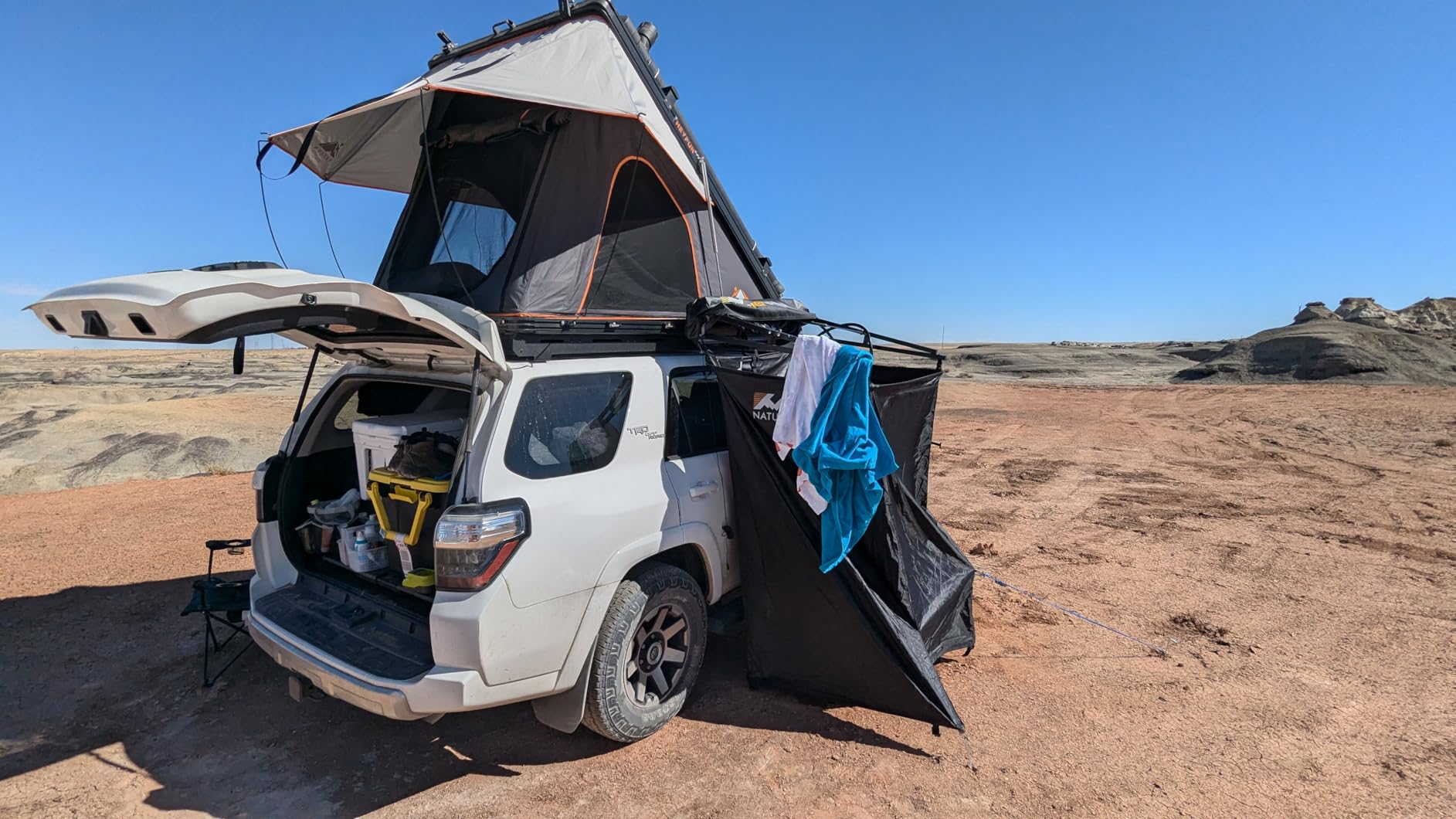 Adventurer Pro Rooftop Tent Hard Shell, 2-3 Person Aluminum Roof Top Tent | Detachable Side Awning&Built-in LED Light Strip, Compatible with Truck Jeep SUV Van&Trailer, Pop Up for 4-Season Camping customer photo 2