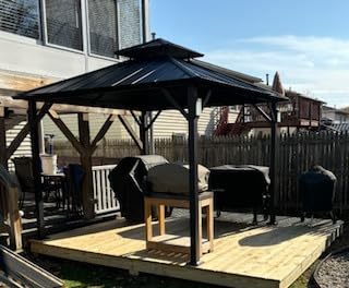 Modern Shade Hardtop Gazebo 10x12 with 4 LED Lights for Backyard, Black | Hard Top Gazebo with Galvanized Steel Double Roof, All-Weather Metal Gazebo with Sturdy Hooks, Mosquito Net for Patio, Garden customer photo 1