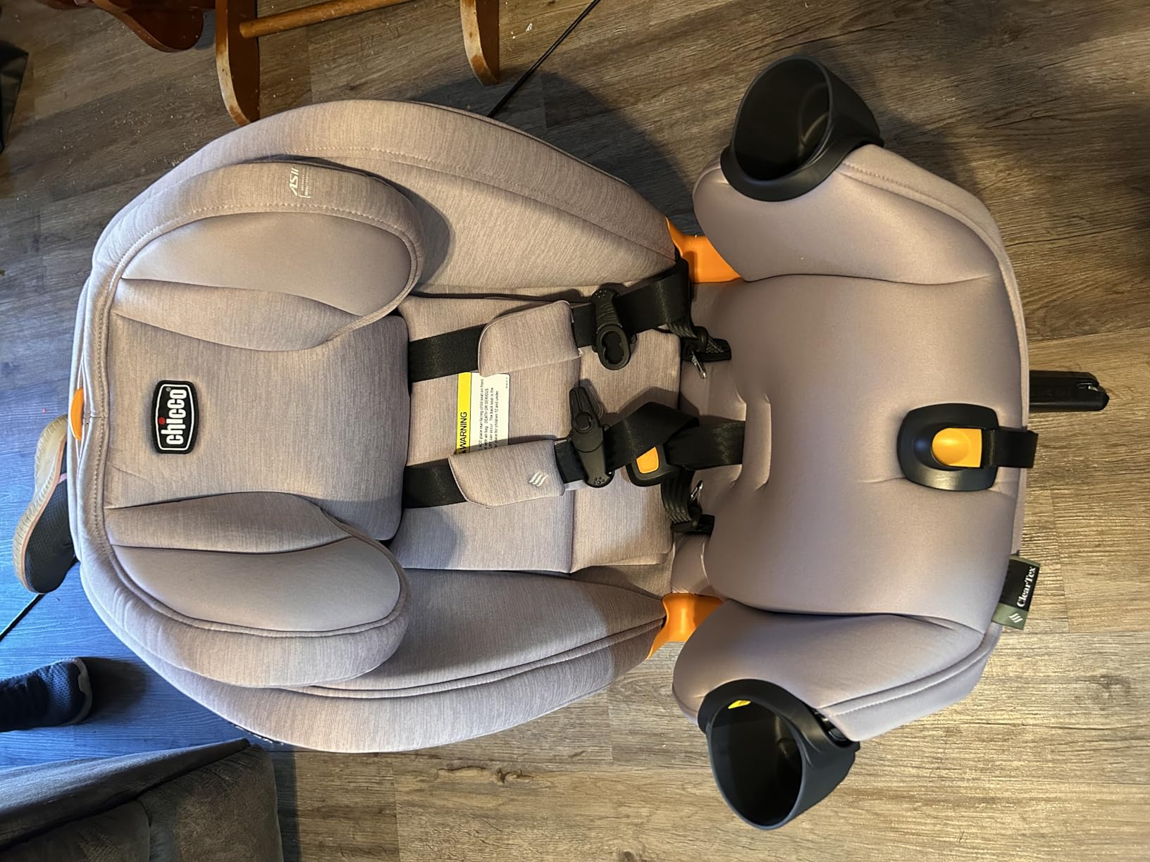 Chicco OneFit LX All-in-One Convertible Booster Car Seat, 5-100 lbs | Lupine/Purple, flame retardant-free ClearTex, GREENGUARD Gold, LeverLock install, slim toddler car seat, ASIP customer photo 1