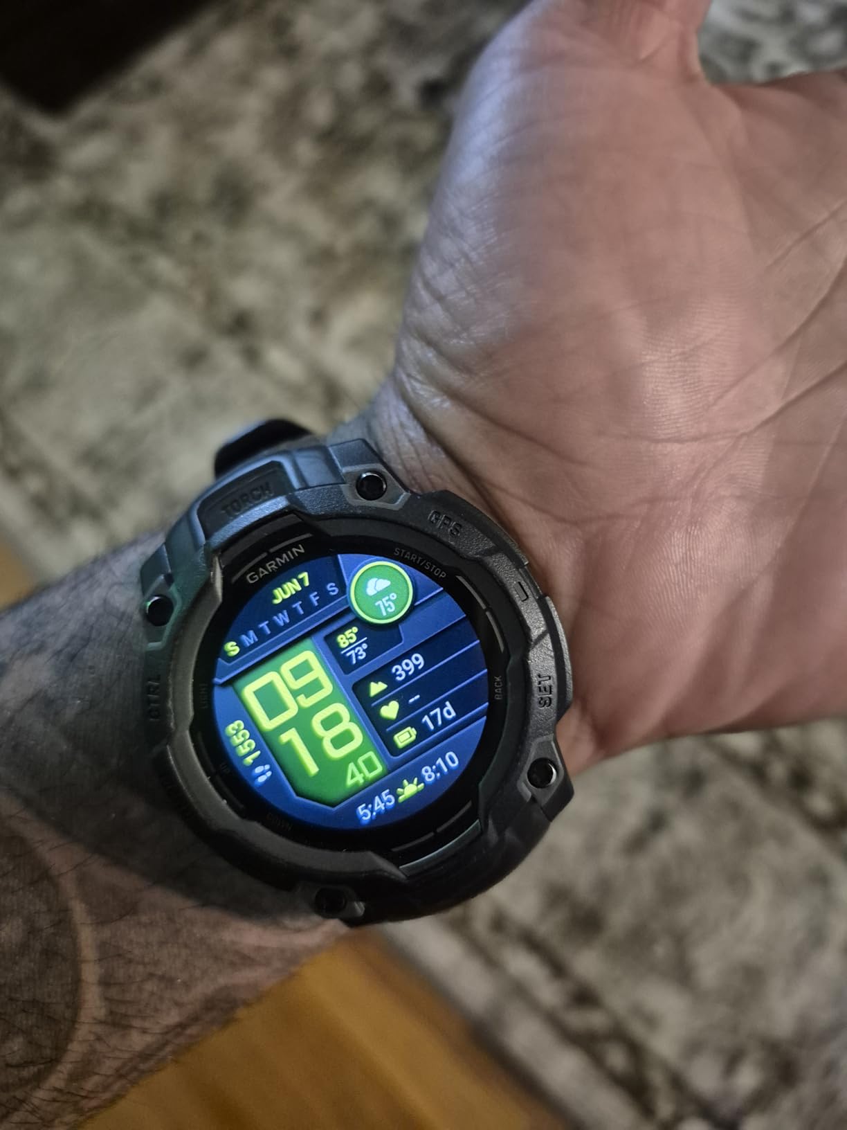 Garmin Instinct® 3 AMOLED, Rugged GPS Smartwatch, 45mm, Black | Bright AMOLED Display, Rugged Design, Metal-Reinforced Bezel, 24/7 Health Monitoring, Built-In Flashlight customer photo 1