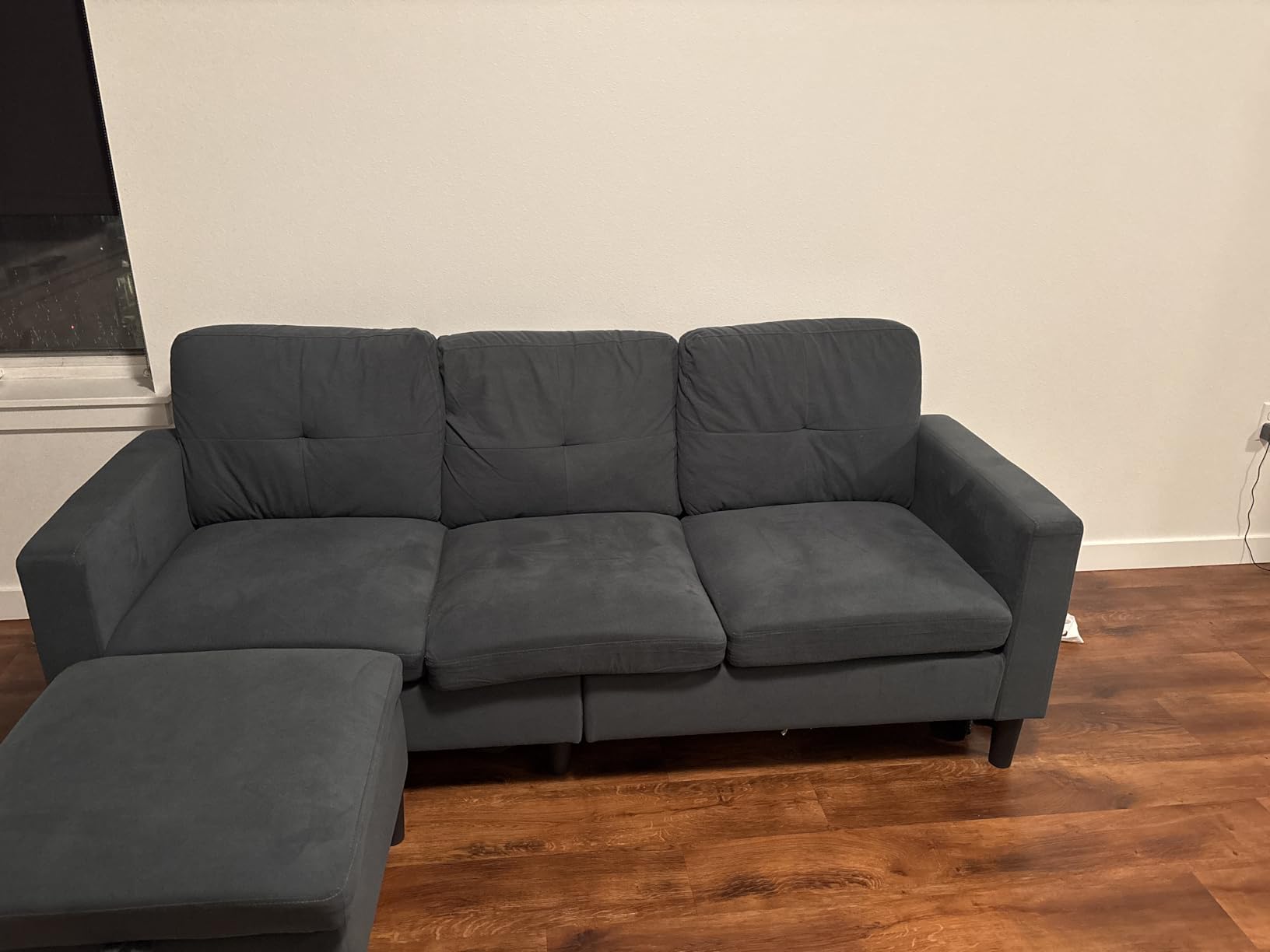 SUNLEI Convertible Sectional Sofa for Small Spaces, L Shaped Modular Sofa with Reversible Chaise & Ottoman Storage, 3 Seat Modern Small Couches for Living Room in Apartment, Linen Fabric, Greige customer photo 2