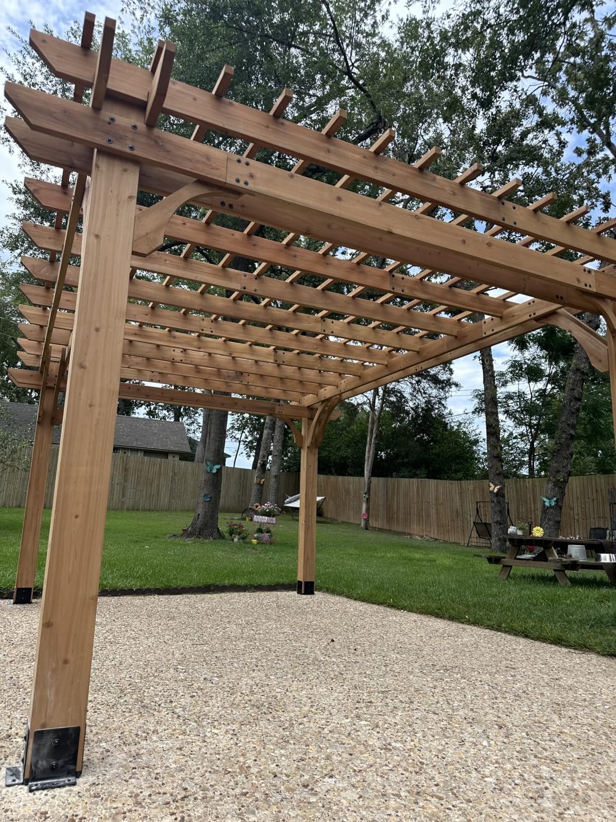Backyard Discovery Beaumont 24' x 12' Traditional Cedar Wood Pergola Kit with Trellis Roof, All-Season Durability, High-Wind Rating, PowerPort, Shade for Outdoor Patio, Deck, Garden customer photo 1