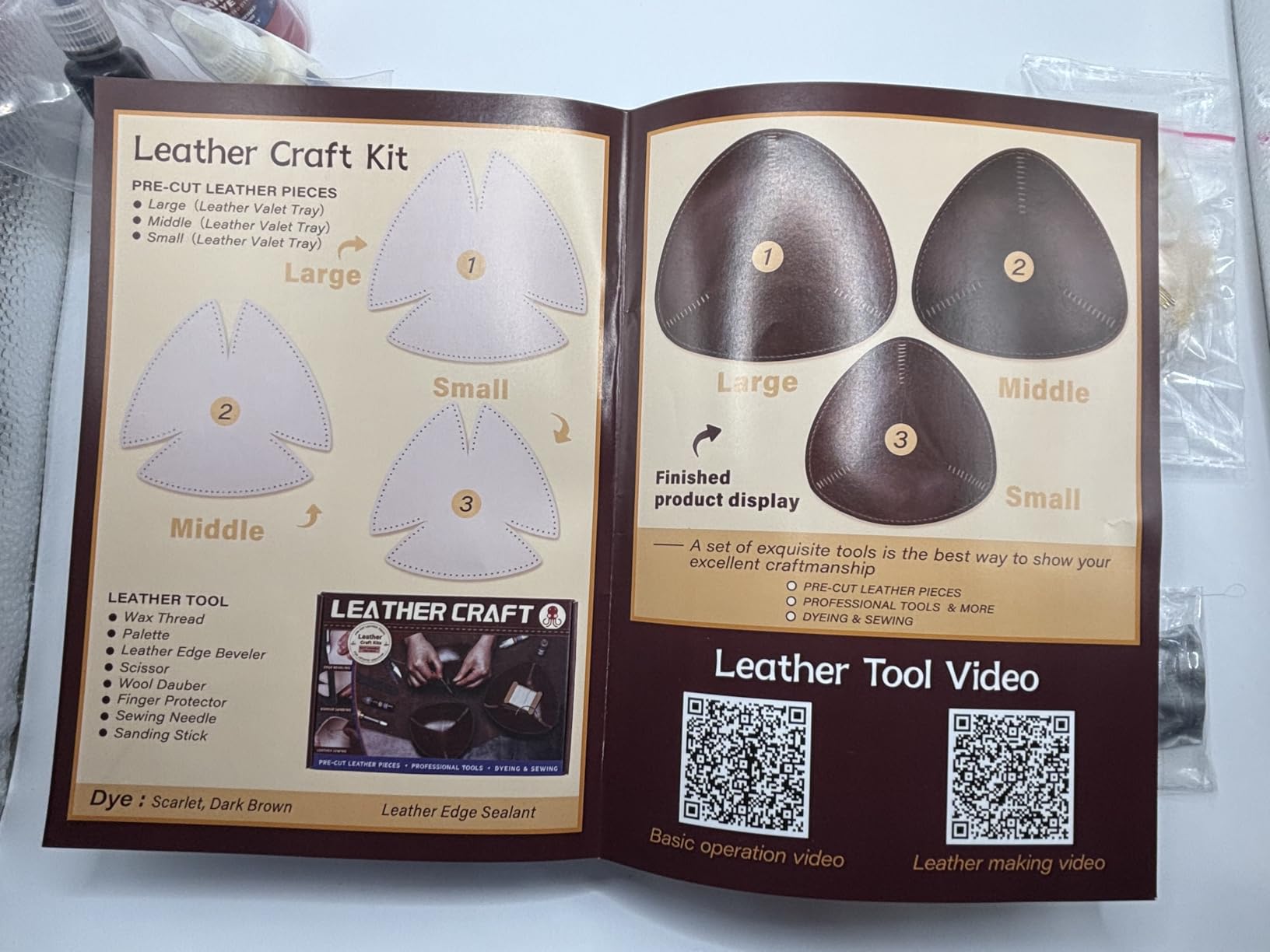CBHGFEA Leather Crafting Kit, Leather Working Tools Supplies Tooling Kit | Leather Kit for Beginners Stamping Dyeing Carving Sewing with Video Tutorials for Earrings Wallet Keychain Wristband Bookmark customer photo 2