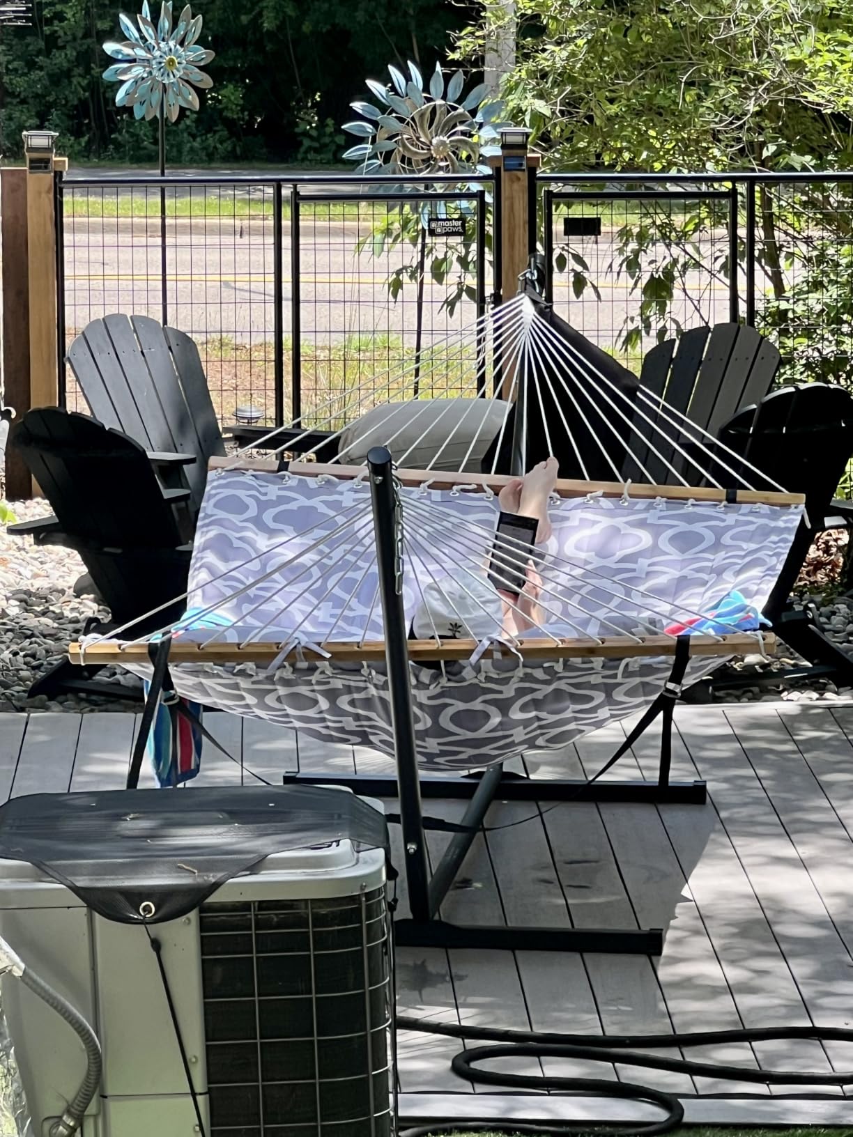 ANAGOO Double Hammock with Stand 500lbs Heavy Duty Outdoor Two Person White | 500 LBS Capacity, Stable Steel Frame, Balance Strap, Tool-Free Assembly, For Patio Garden customer photo 1