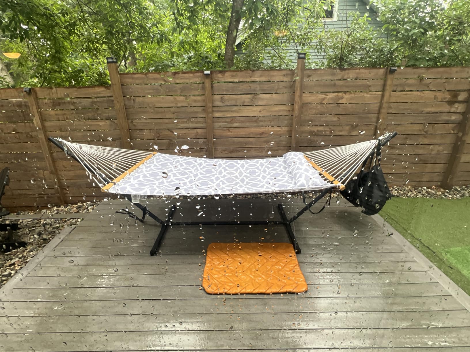 ANAGOO Double Hammock with Stand 500lbs Heavy Duty Outdoor Two Person White | 500 LBS Capacity, Stable Steel Frame, Balance Strap, Tool-Free Assembly, For Patio Garden customer photo 2