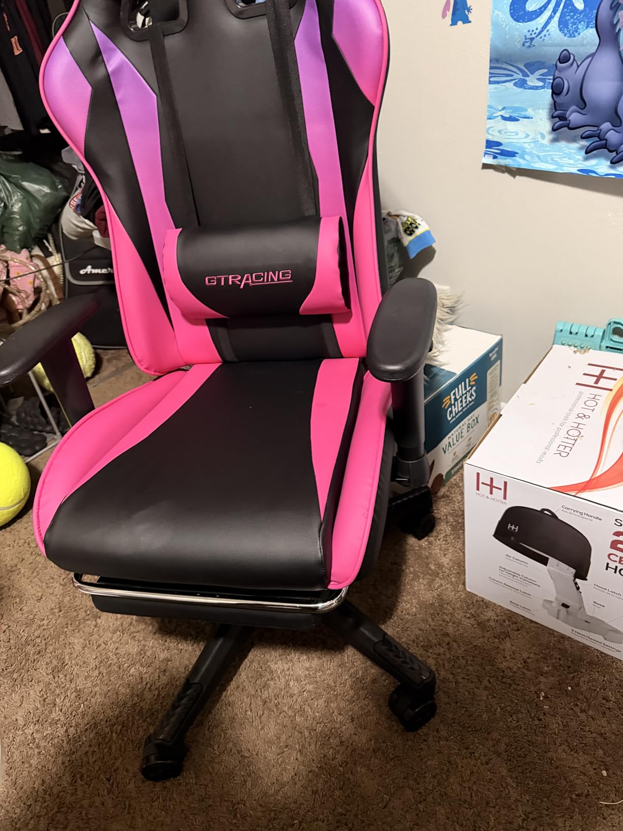GTPLAYER Gaming Chair with Footrest, Ergonomic Computer Game Desk Chair, Reclining Gamer Chair Seat Height Adjustment, Swivel Rocker with Headrest and Lumbar (Blue) customer photo 2