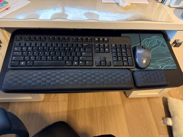 VIVO Premium Black Under Desk 27 x 11 in Keyboard Tray, MOUNT-KB27P-B | Deluxe Adjustable Computer Keyboard & Mouse Platform Tray, Ergonomic Under Table Desk Mount Drawer with Padding customer photo 1