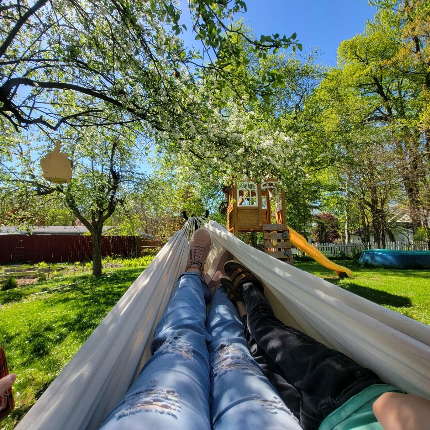 LazyDaze Hammocks Double Hammock with Stand - 2 Person Heavy Duty Outdoor Hammock for Adults, Includes Durable Steel Stand, Portable Carrying Bag and Pillow, Orange Green customer photo 2