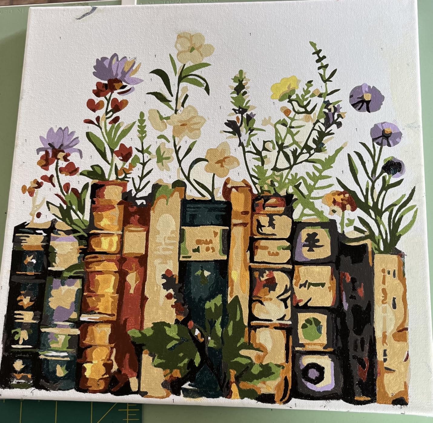 Yezavesu Book Framed Paint by Numbers Kit for Adults 10x10 inch, Flowers | For Adults Beginner & Kids Ages 8-12, Without Easel, DIY Acrylic Painting by Numbers, Stress Relief Gift, Home Wall Decor customer photo 1