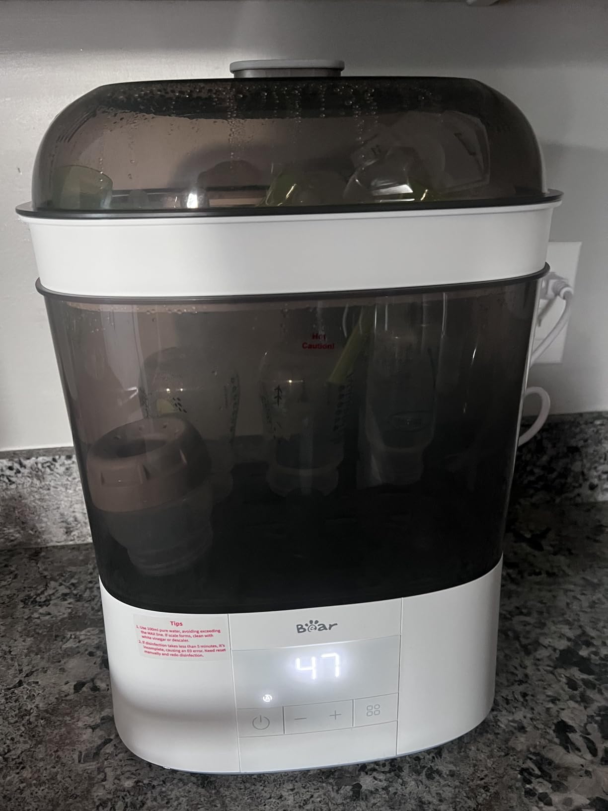 Bear Bottle Sterilizer and Dryer, 2-Layer Electric Steam Sanitizer | 99.9% Sterilization, HEPA Drying No Water Spots, 48hr Ready-To-Use, Fits 6 Bottles & Pump Parts, Quiet Operation customer photo 2