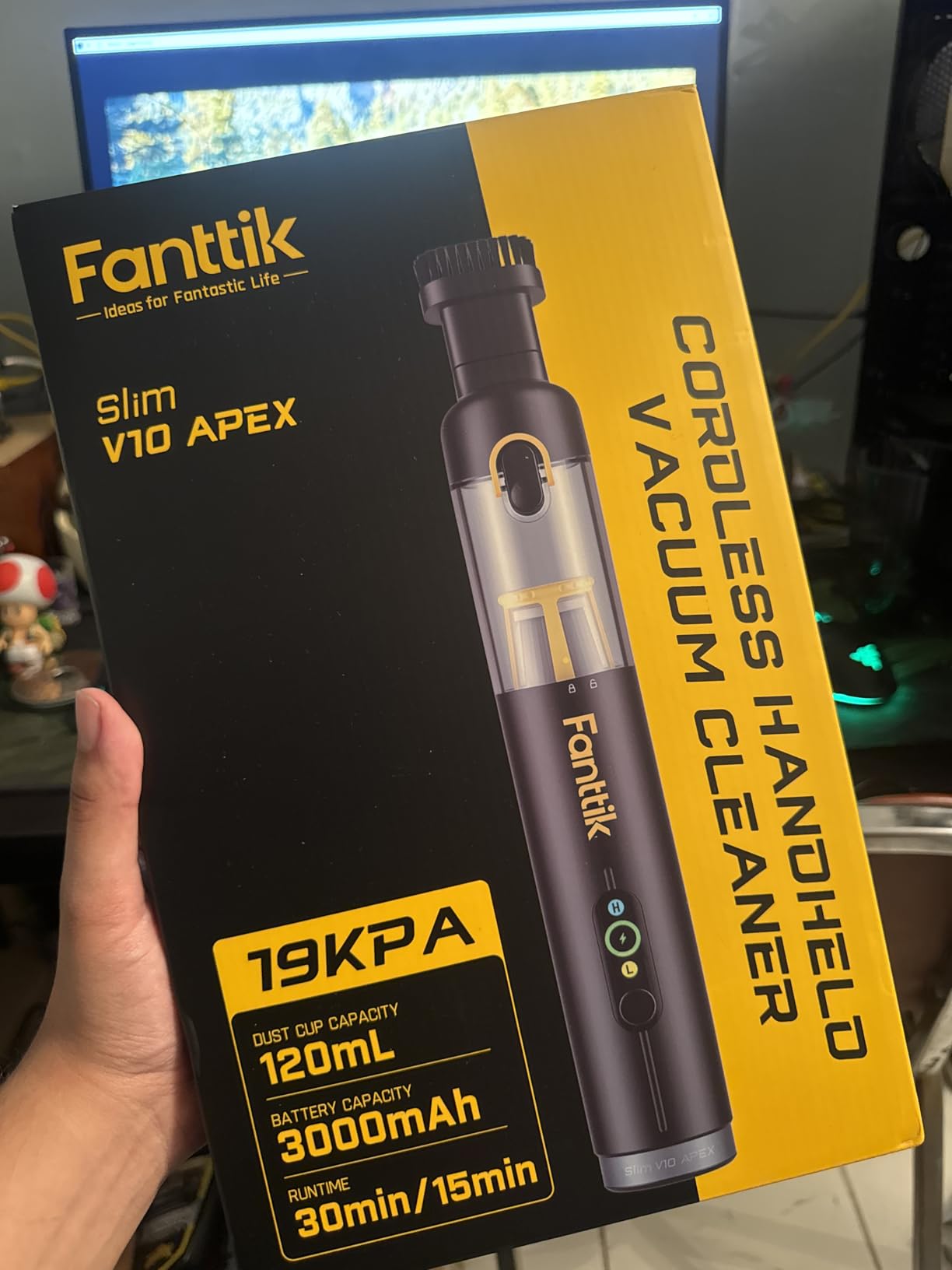 Fanttik Slim V10 APEX Cordless Car Vacuum, 4-in-1 Portable Mini Handheld Vac, 19kPa Suction, Smart Digital Display, 2 Suction Modes (Black) customer photo 2