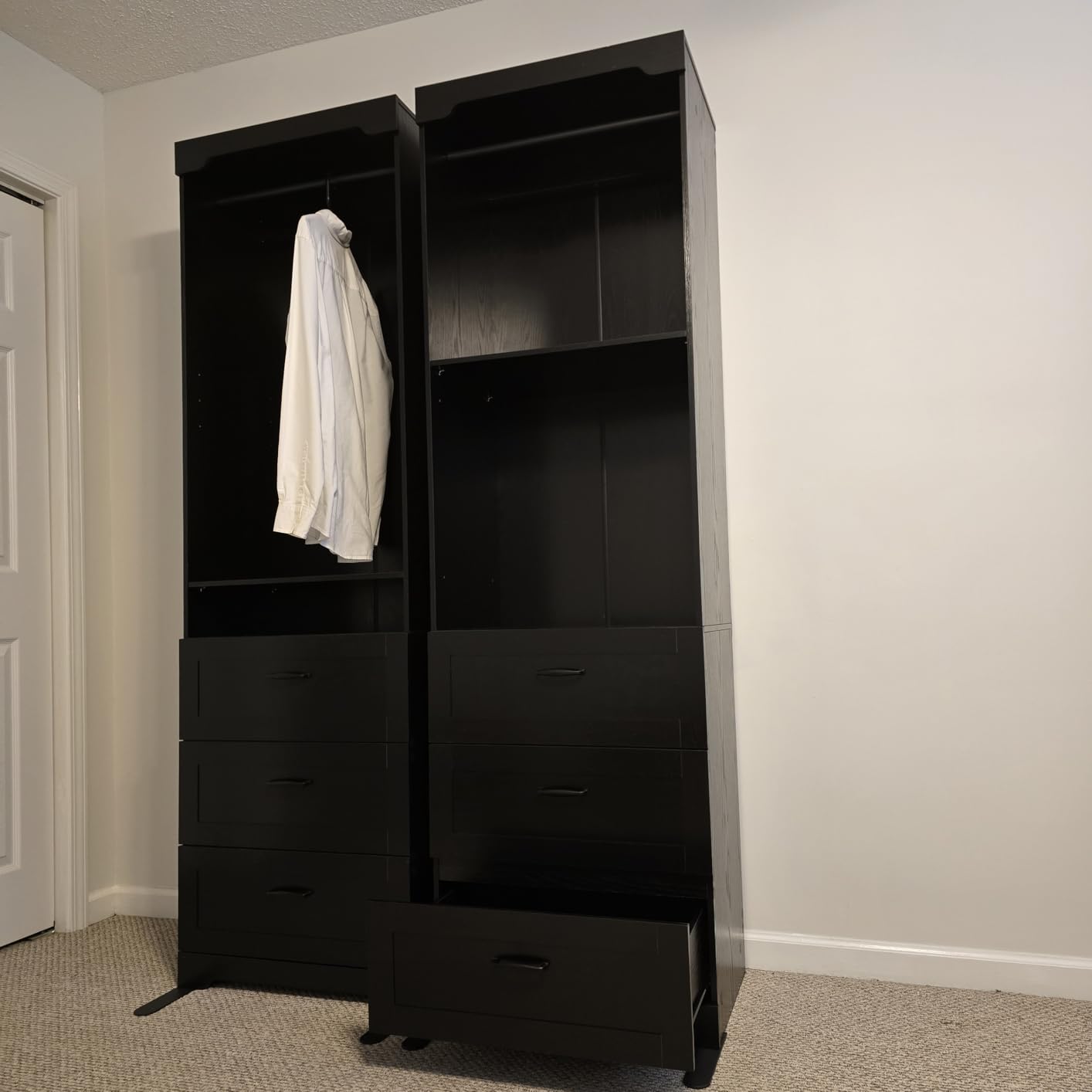 IRONCK Freestanding Closet System with Adjustable Shelves & 3 Drawers | Closet Organizer with Hanging Rod, Ideal for Bedrooms, Apartments and Small Closet Storage, 23.6