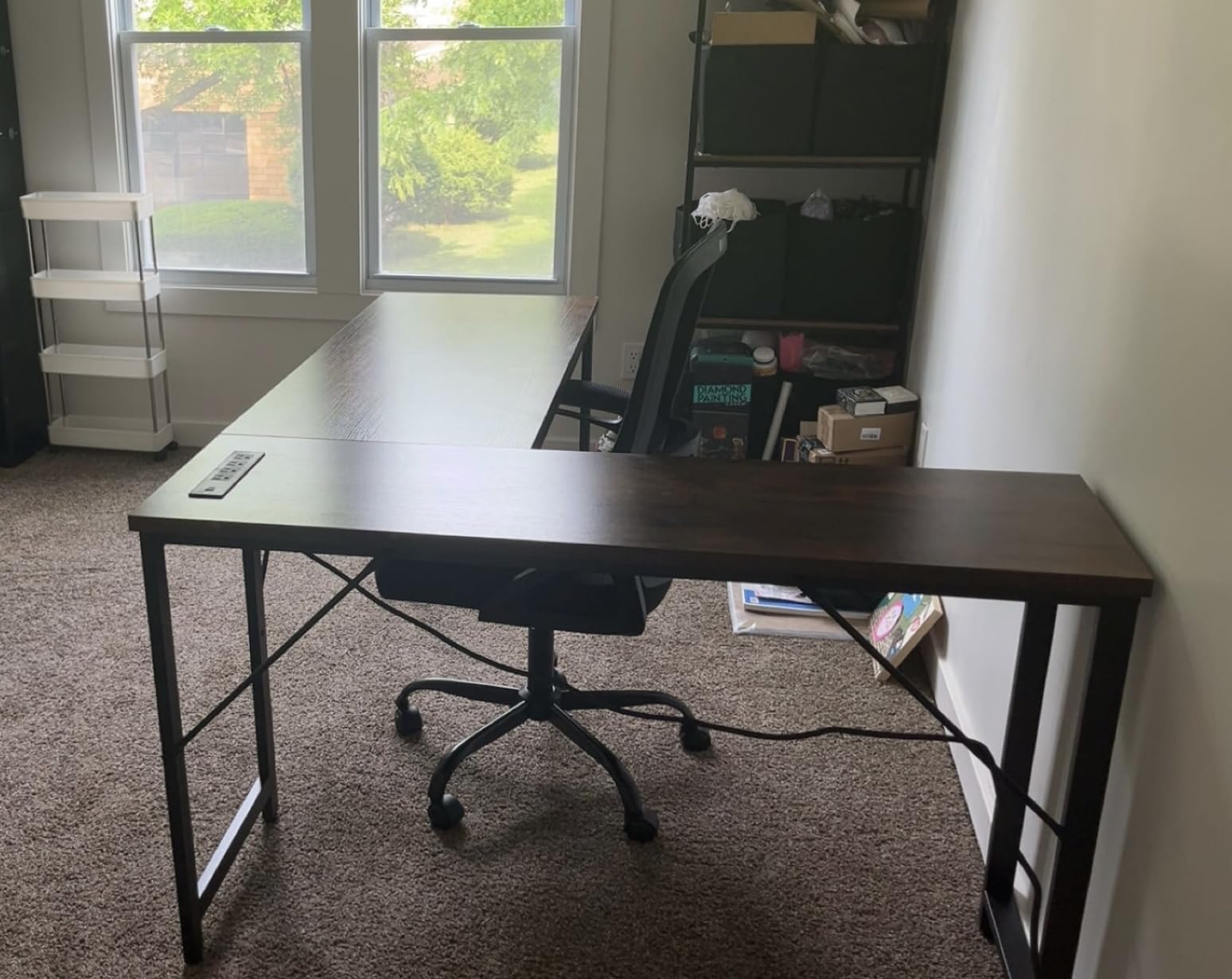 Huuger 63 Inch L Shaped Desk with Power Outlets & 0.95 Inch Thicker Desktop | Reversible Computer Desk, Larger Office Corner Gaming Desk, Metal Frame, for Home Office, Study, Rustic Brown customer photo 2