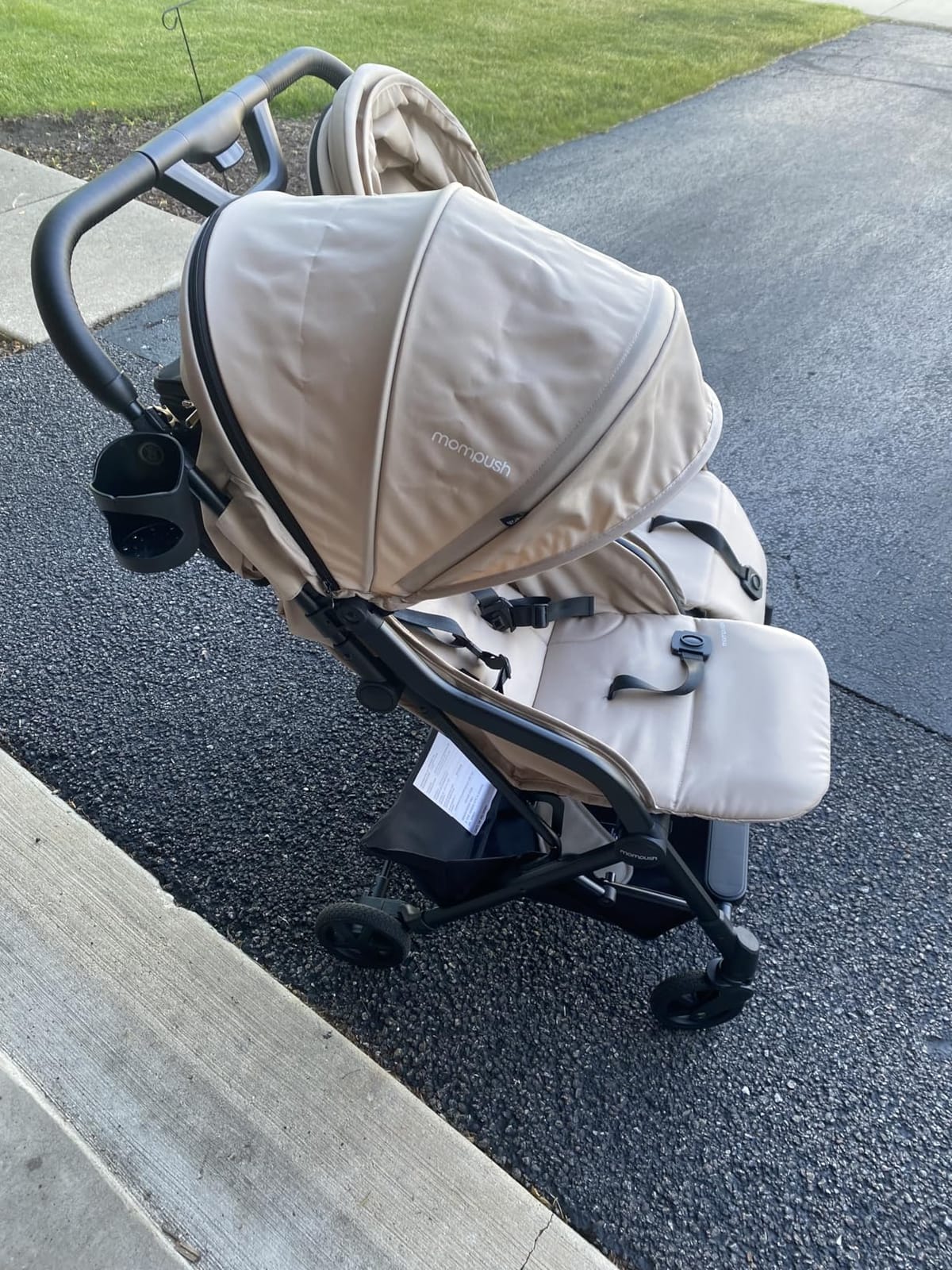 Mompush Lithe Double Stroller, Lightweight Side by Side, Infant & Toddler | 25 lbs design, 31.1-inch width fits doorways, one-step fold, independent recline, UPF50+ canopy, all-wheel suspension customer photo 1