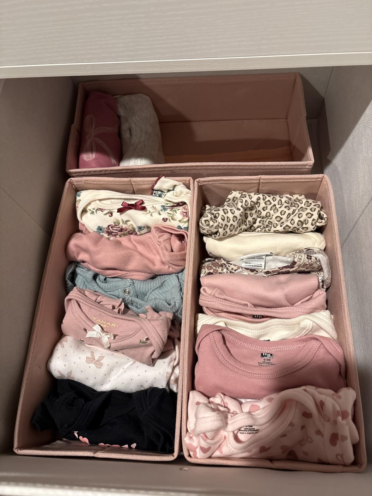 BOLUO Baby Dresser with Changing Table Top, White Changing Table Dresser with 6 Fabric Drawers Diaper Changing Station with Storage Shelf for Nursery Modern customer photo 1