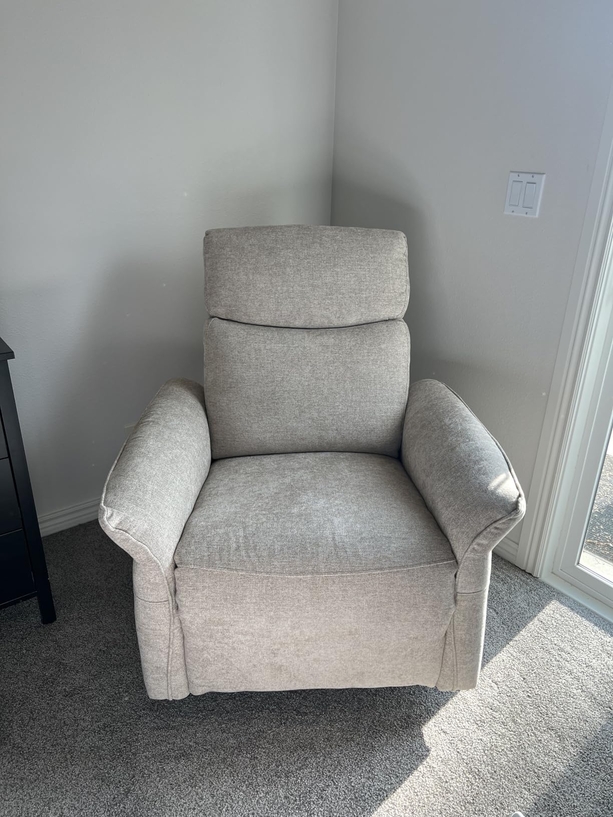 CHITA Power Swivel Glider Nursery Recliner Chair, Triple Motor, Khaki Grey | Electric Nursery Rocking Chair with Adjustable Power Headrest and Lumbar Support, GREENGUARD Gold Certified, Solid Wood Base customer photo 2