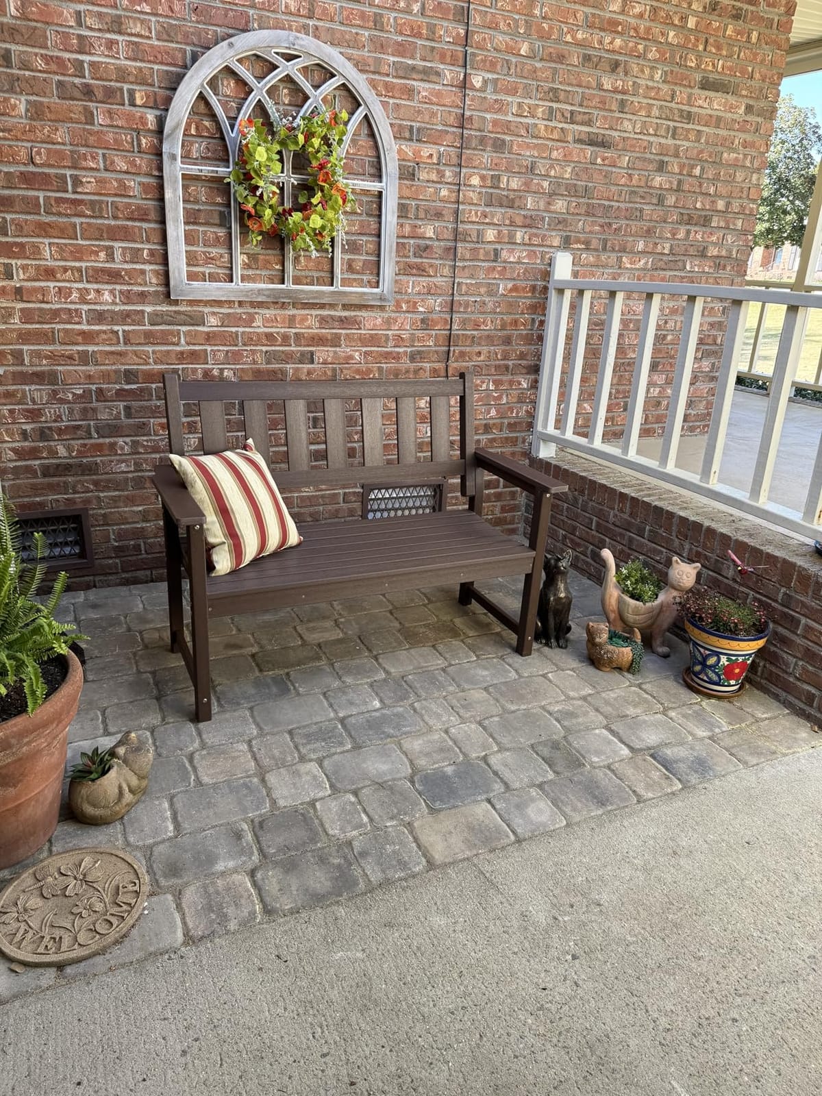 All Weather Poly Lumber Outdoor Garden Bench, 2-Person, Light Gray | 700 Lbs Weight Capacity Heavy Duty Weatherproof Patio Seating Furniture for Porch Balcony Park, No Maintenance Furniture customer photo 1