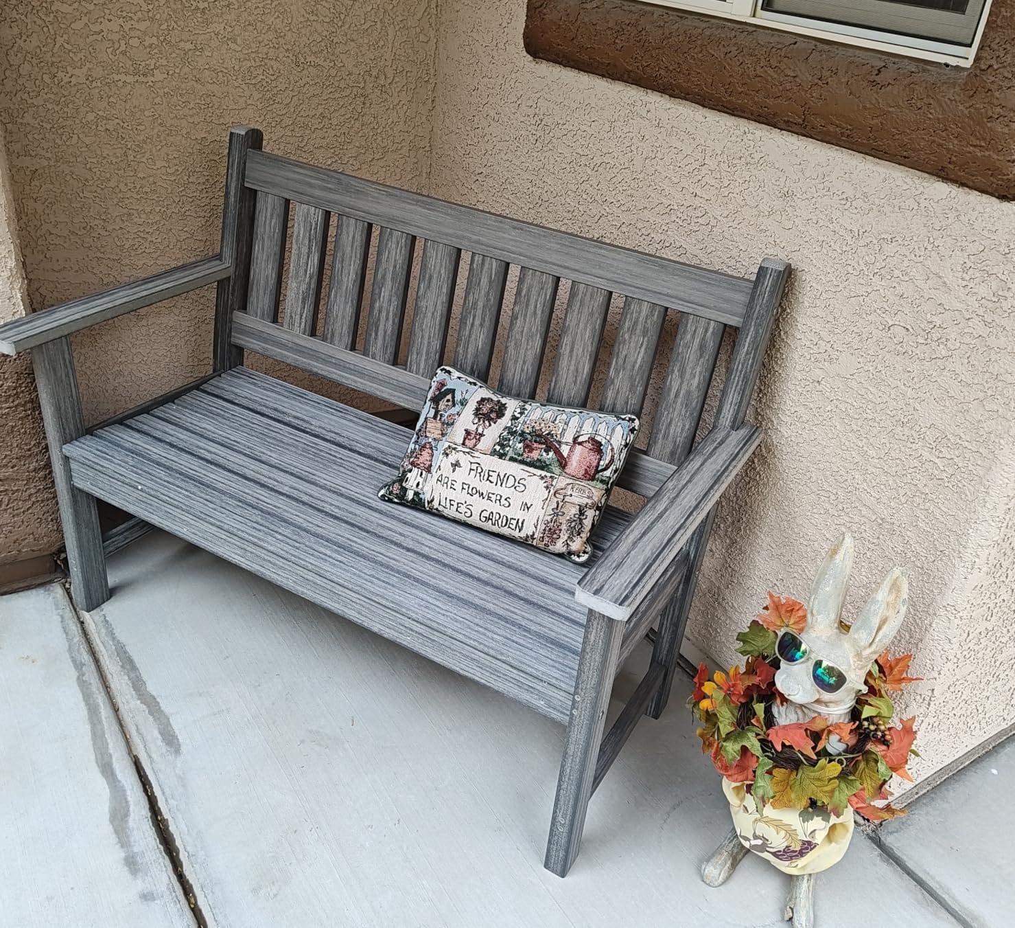 All Weather Poly Lumber Outdoor Garden Bench, 2-Person, Light Gray | 700 Lbs Weight Capacity Heavy Duty Weatherproof Patio Seating Furniture for Porch Balcony Park, No Maintenance Furniture customer photo 2