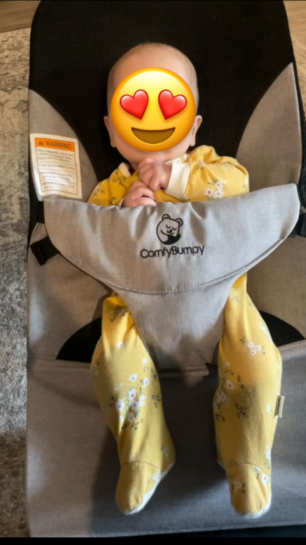 ComfyBumpy Baby Bouncer Seat, 100% Organic Cotton Fabric & Breathable Mesh, 3-Position Foldable Portable Infant Bouncer with Carry Case (8-20lbs Babies) Oatmeal customer photo 2